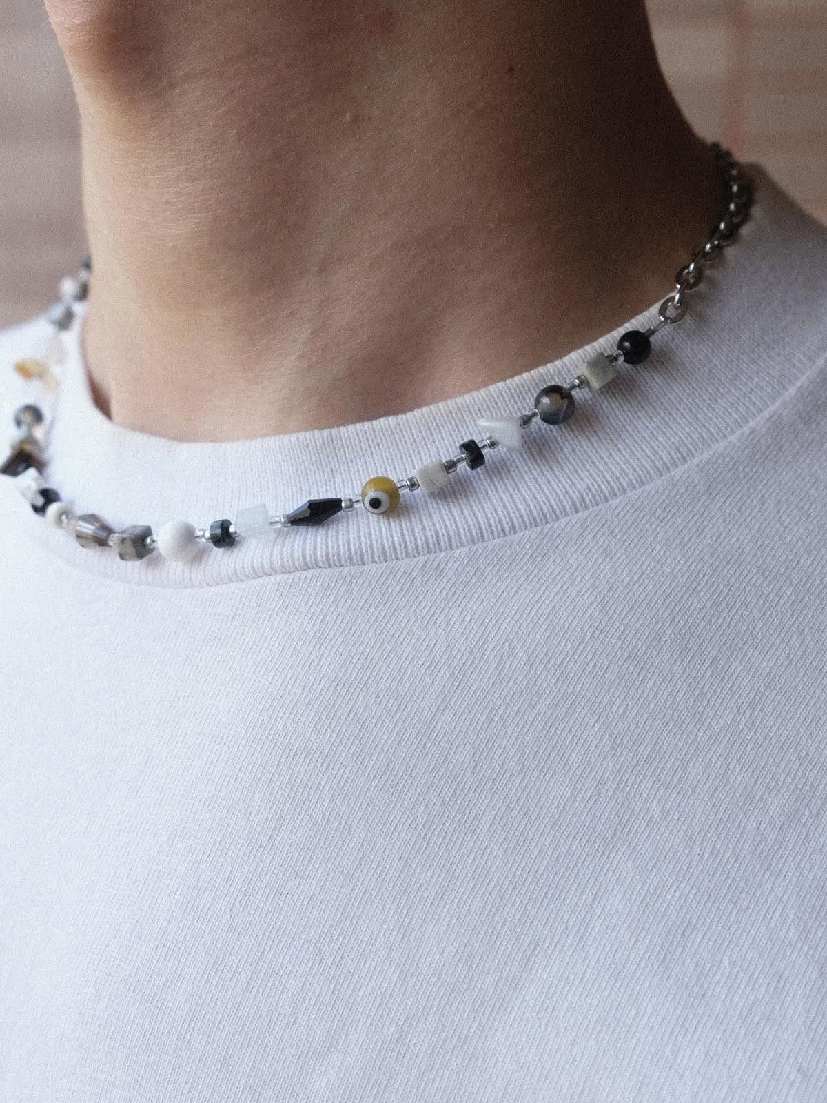 Handmade Natural Stone with Stainless Steel Handmade Beaded Necklace Size ONE SIZE - 6 Thumbnail