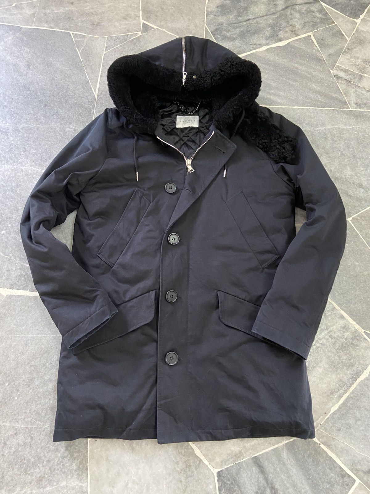 Sandro Sandro Shearling Hood Aviator Jacket Size US S / EU 44-46 / 1 - 1 Thumbnail