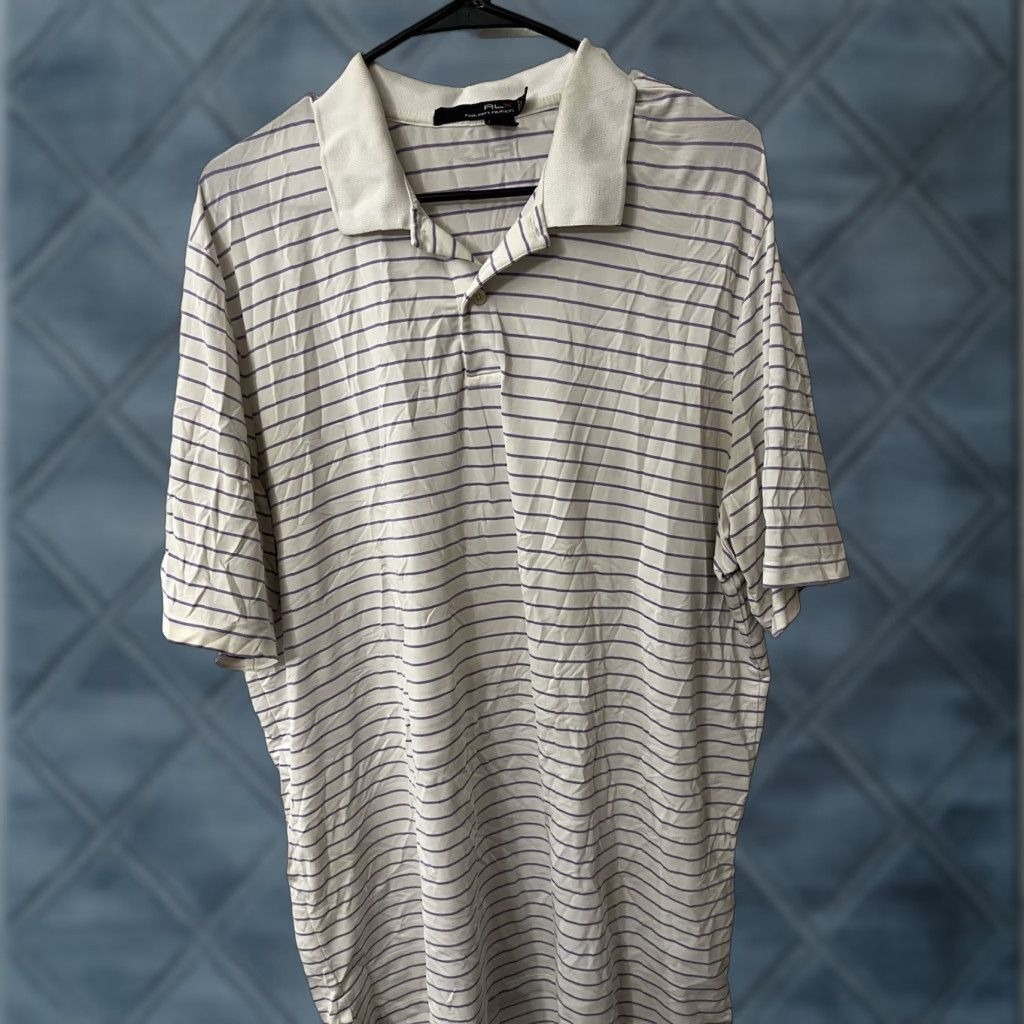 Ralph Lauren RLX Ralph Lauren Polo Golf Shirt Purple & White Striped Men’s XL Logo Size US XL / EU 56 / 4 - 1 Thumbnail