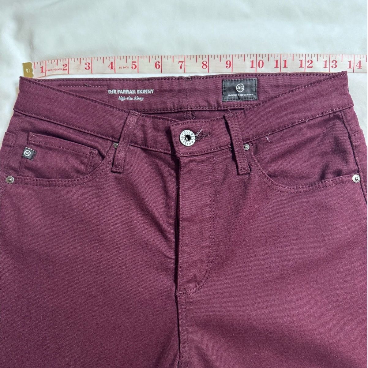 AG Adriano Goldschmied Adriano Goldschmied AG Farrah High-Rise Skinny Jeans Maroon Size 26" / US 2 / IT 38 - 7 Thumbnail