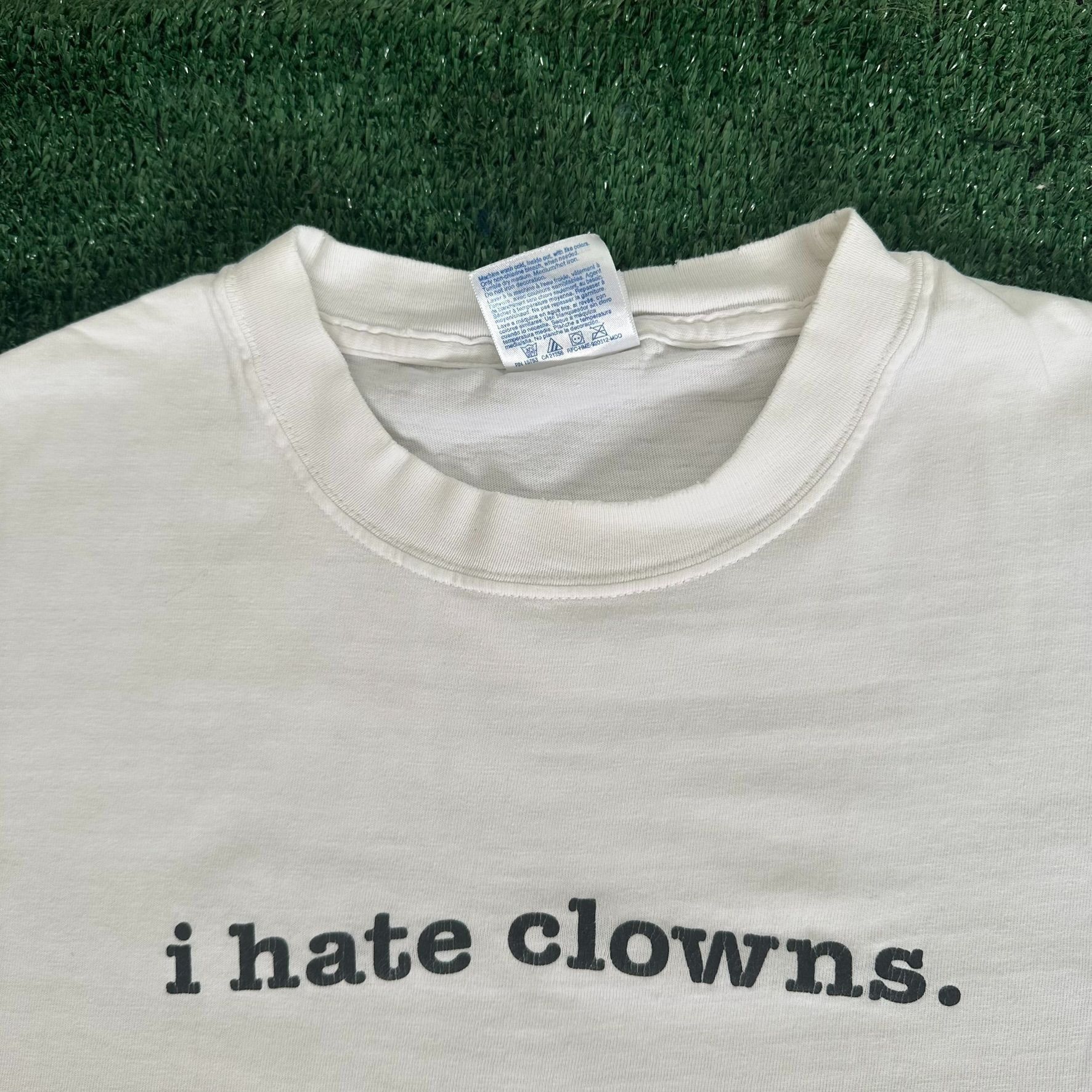 Hanes Vintage Y2K I Hate Clowns T-Shirt Funny Quote Slogan Tee Size US XL / EU 56 / 4 - 3 Thumbnail