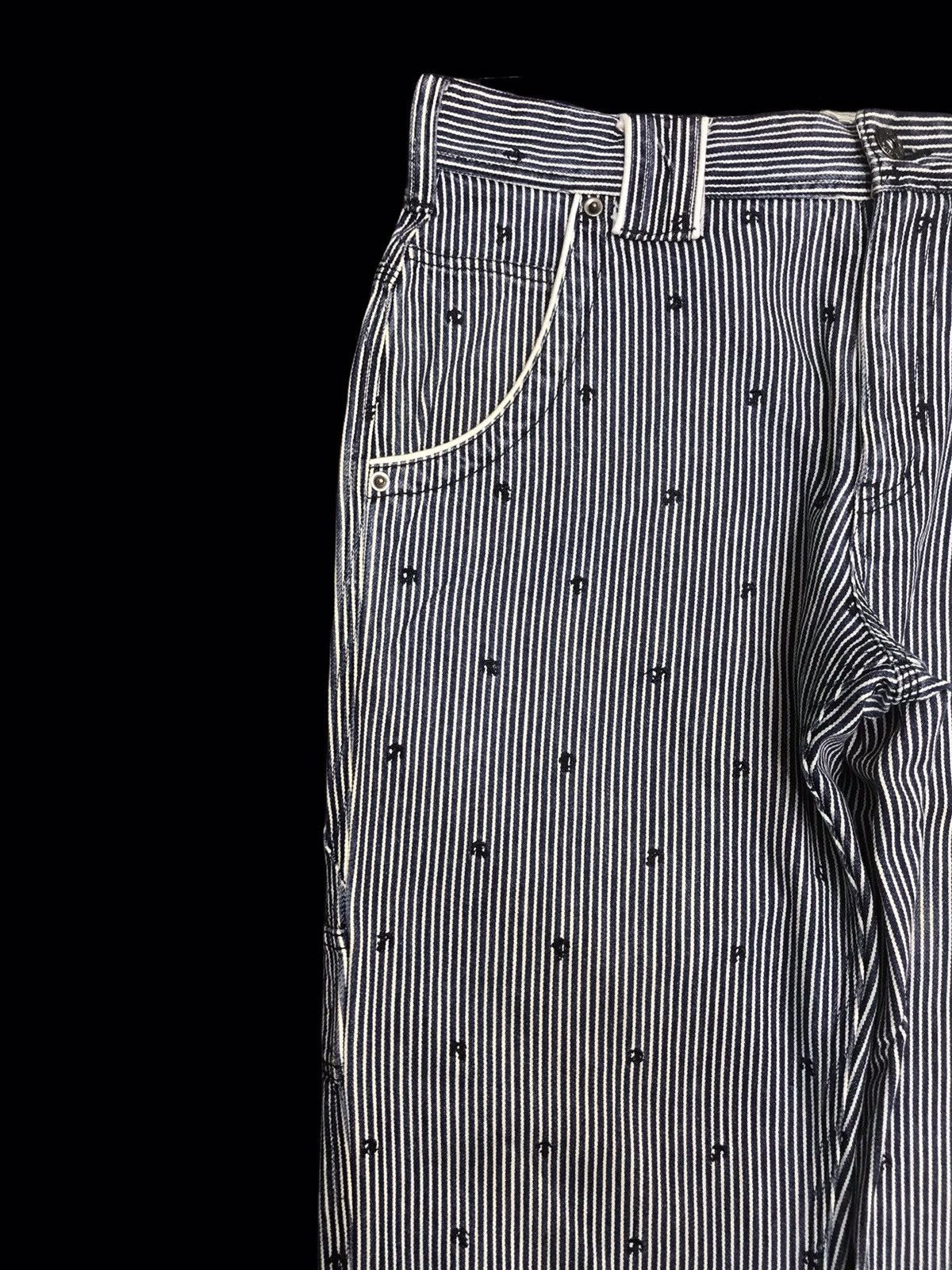 Japanese Brand BROWNY Anchor Embroidery Hickory Stripe Carpenter Pant F119 Size US 34 / EU 50 - 4 Thumbnail