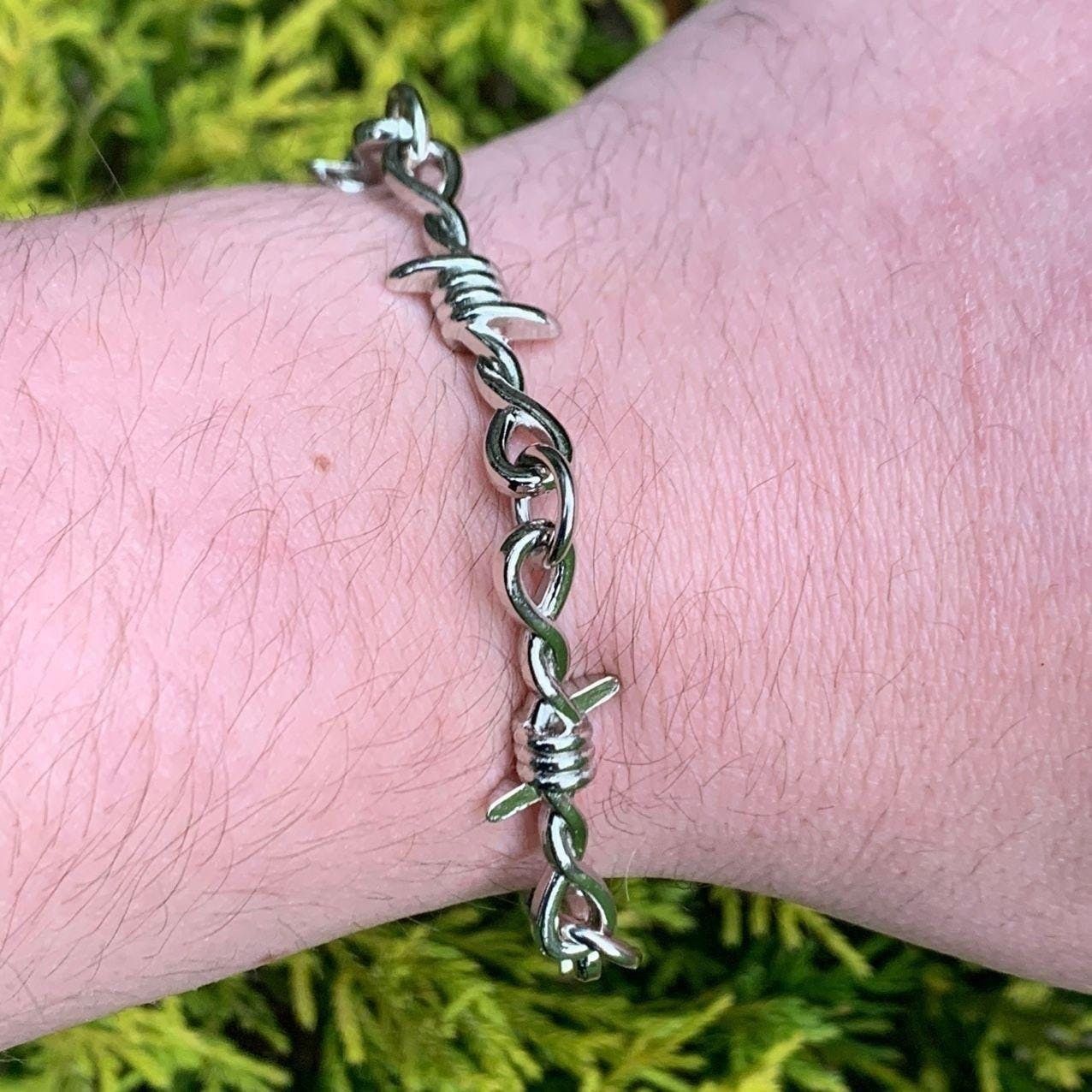 Cuban Link Bracelet For Men Barbed Wire Necklace, 6mm Cuban Chain