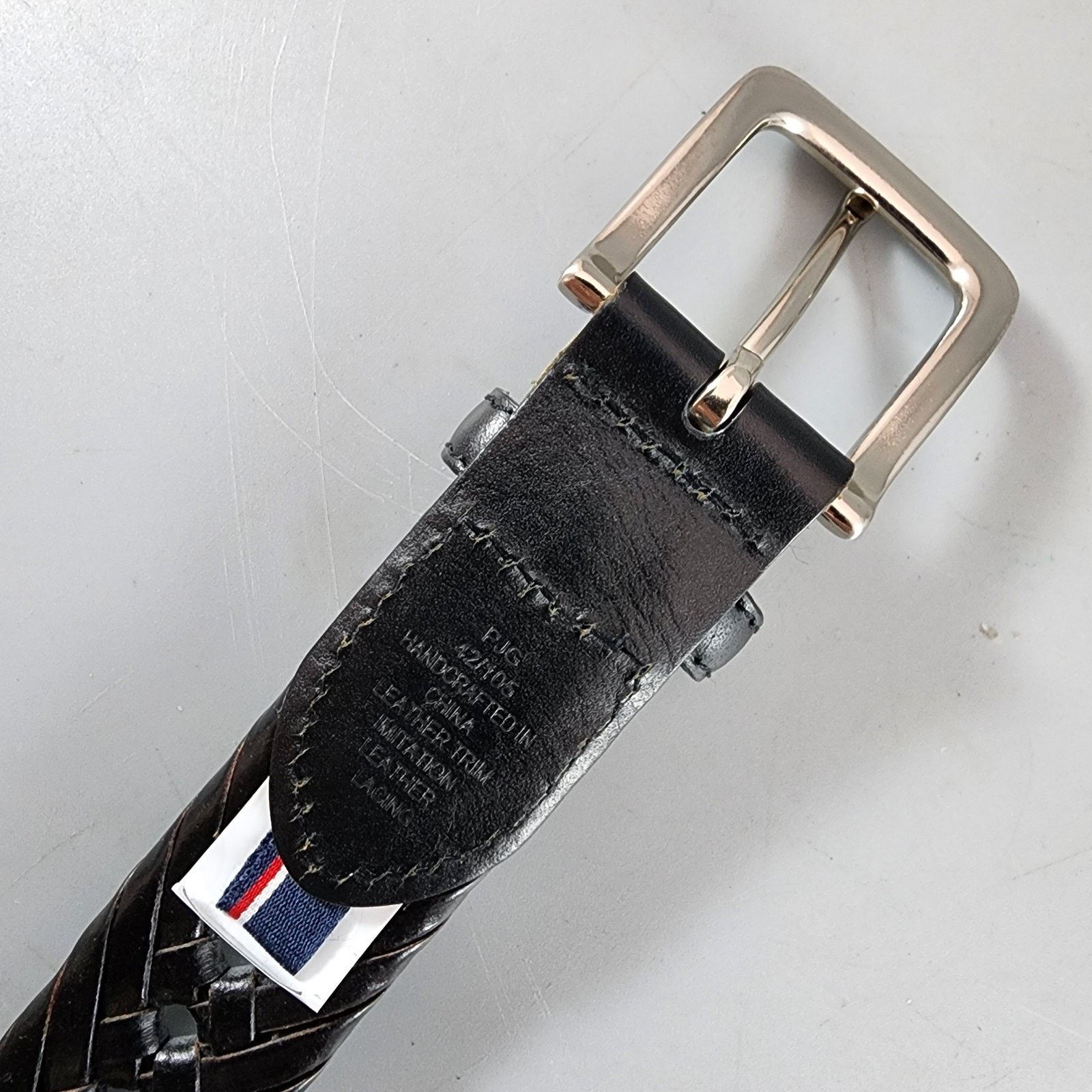 Tommy Hilfiger Tommy Hilfiger Men's Leather Belt Braided Black 42 x 1-1/8" Size 42 - 7 Thumbnail