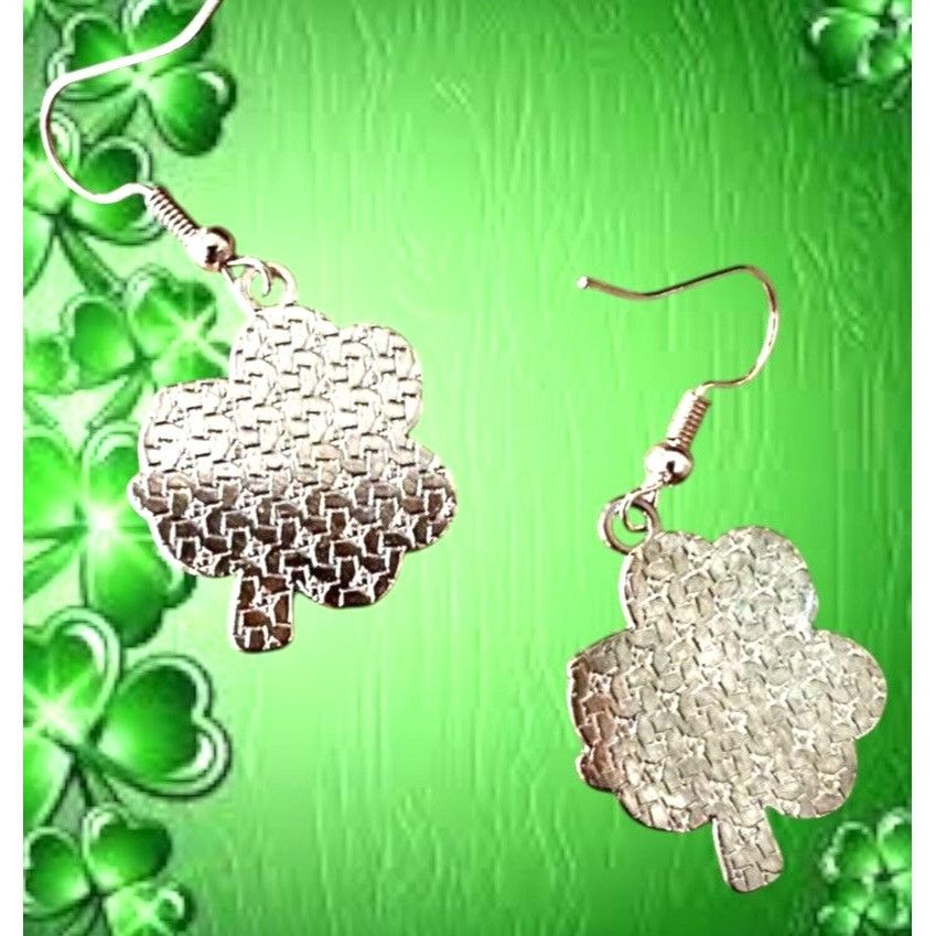 Handmade St Patricks Day Shamrock Earrings Lucky Hand Painted Metal N Size ONE SIZE - 12 Thumbnail