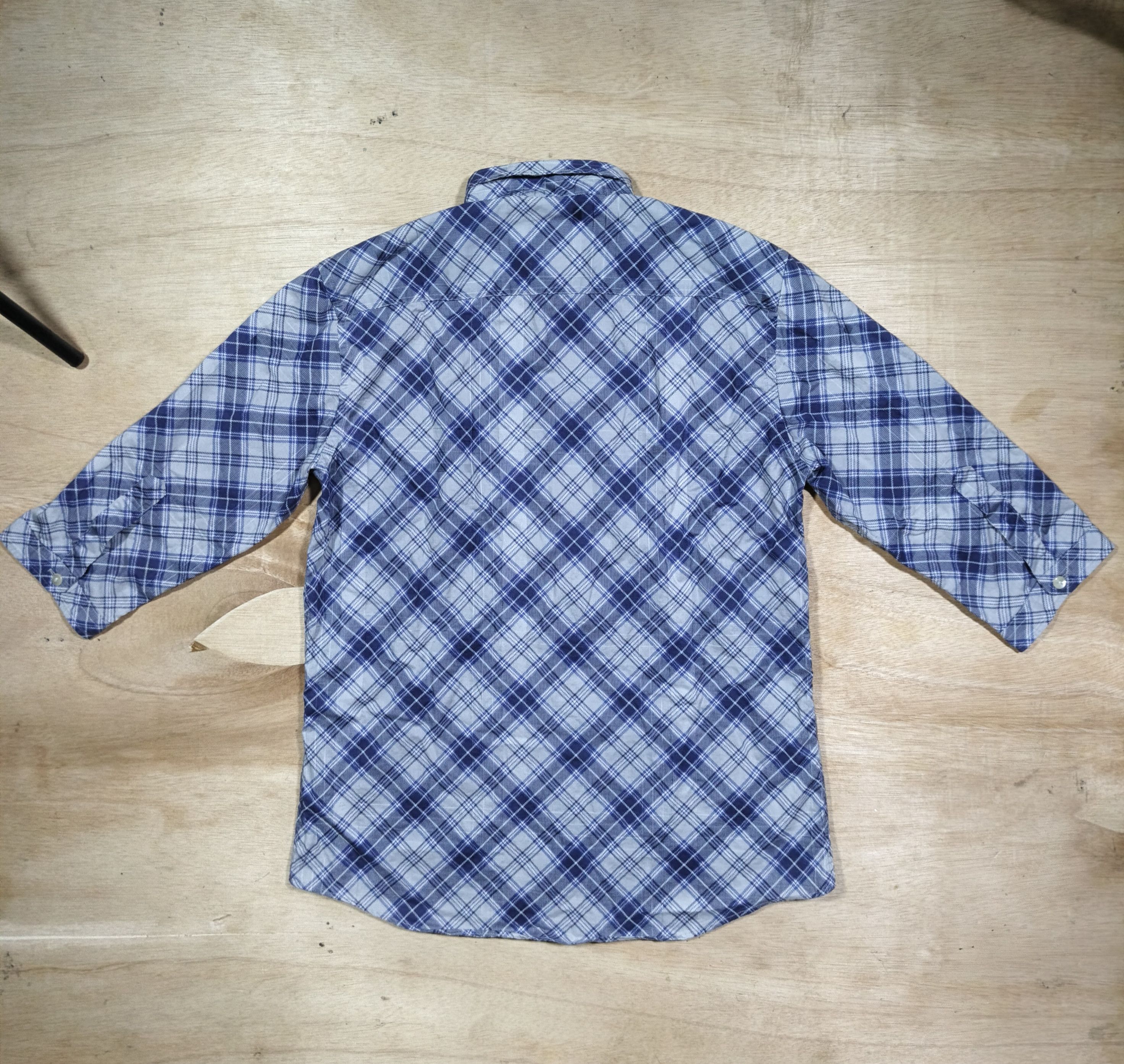PPFM PPFM Blue Diamond Plaid 3/4 Sleeve Shirt Size US L / EU 52-54 / 3 - 5 Thumbnail