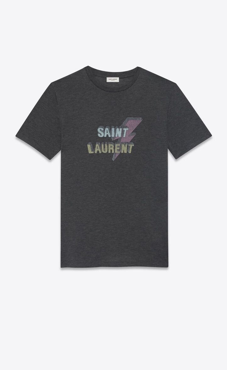 Saint Laurent Paris Saint Laurent lightning bolt logo grey t shirt M Size US M / EU 48-50 / 2 - 2 Thumbnail