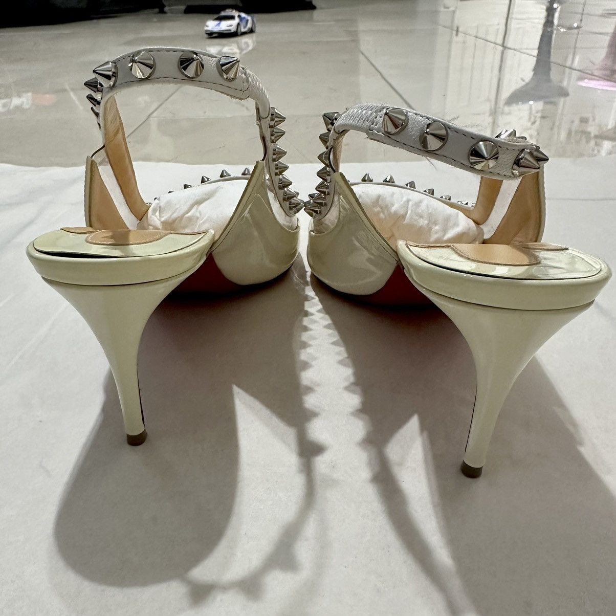 Christian Louboutin × Designer Christian Louboutin Brigadine Spike Patent Pump Mules Size US 7 / IT 37 - 9 Thumbnail