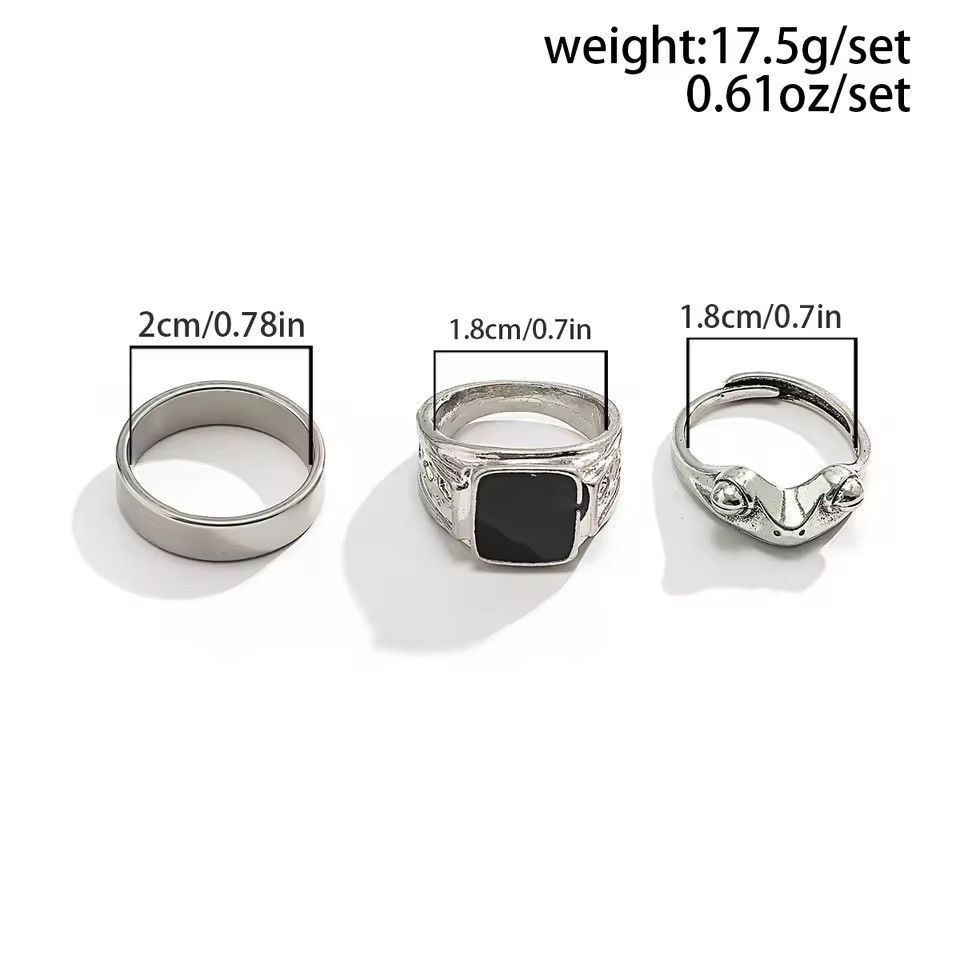 Jewelry 3pcs/set Square Oil Drip Ring Sets Size ONE SIZE - 6 Thumbnail