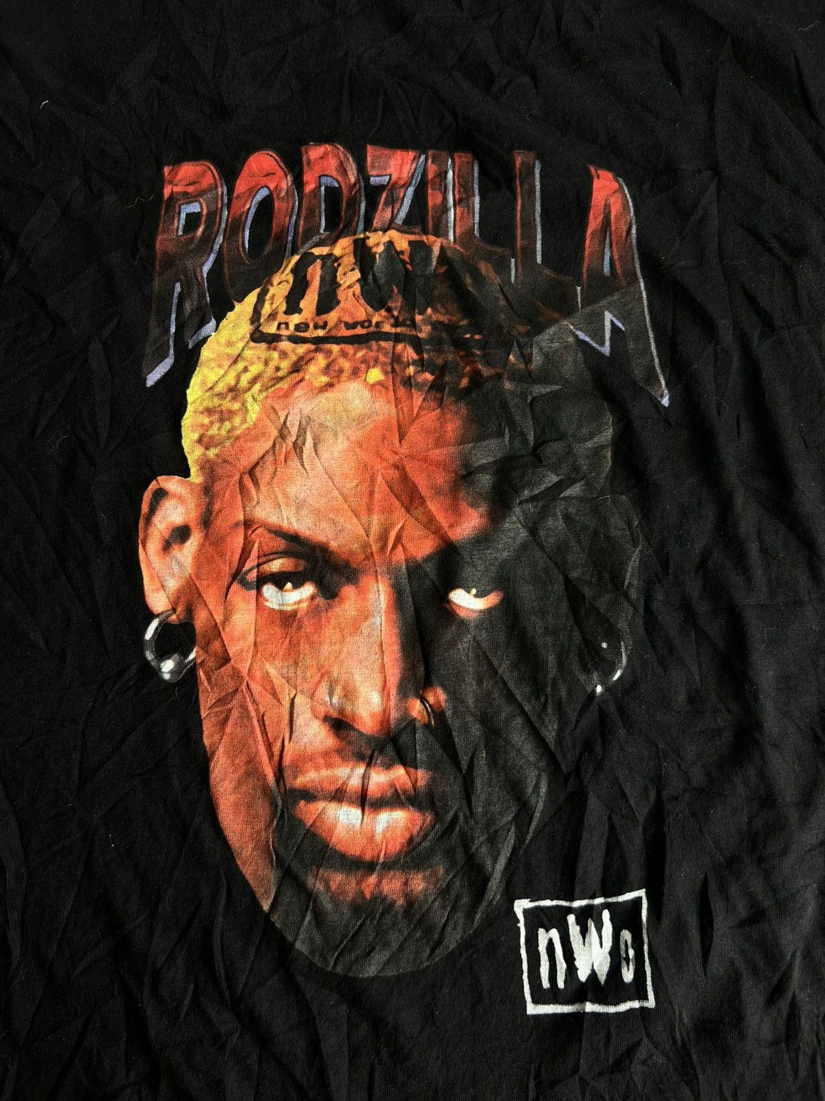 NBA × Rap Tees × WCW/nWo Vintage NWO Denis Rodman Rodzilla Rap Tees Shirt Hiphop Size US L / EU 52-54 / 3 - 3 Thumbnail
