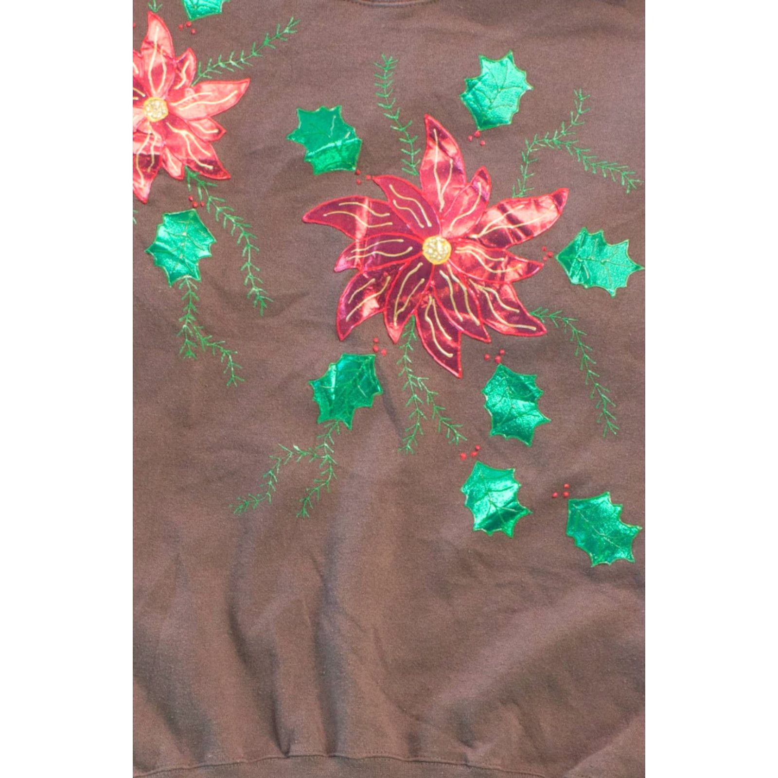 Vintage VINTAGE Brown Ugly Christmas Sweatshirt 55798 Sweatshirt Adult X-Large Christmas Winter Ragstock USA 1990s Womens Mens Size XL / US 12-14 / IT 48-50 - 2 Thumbnail
