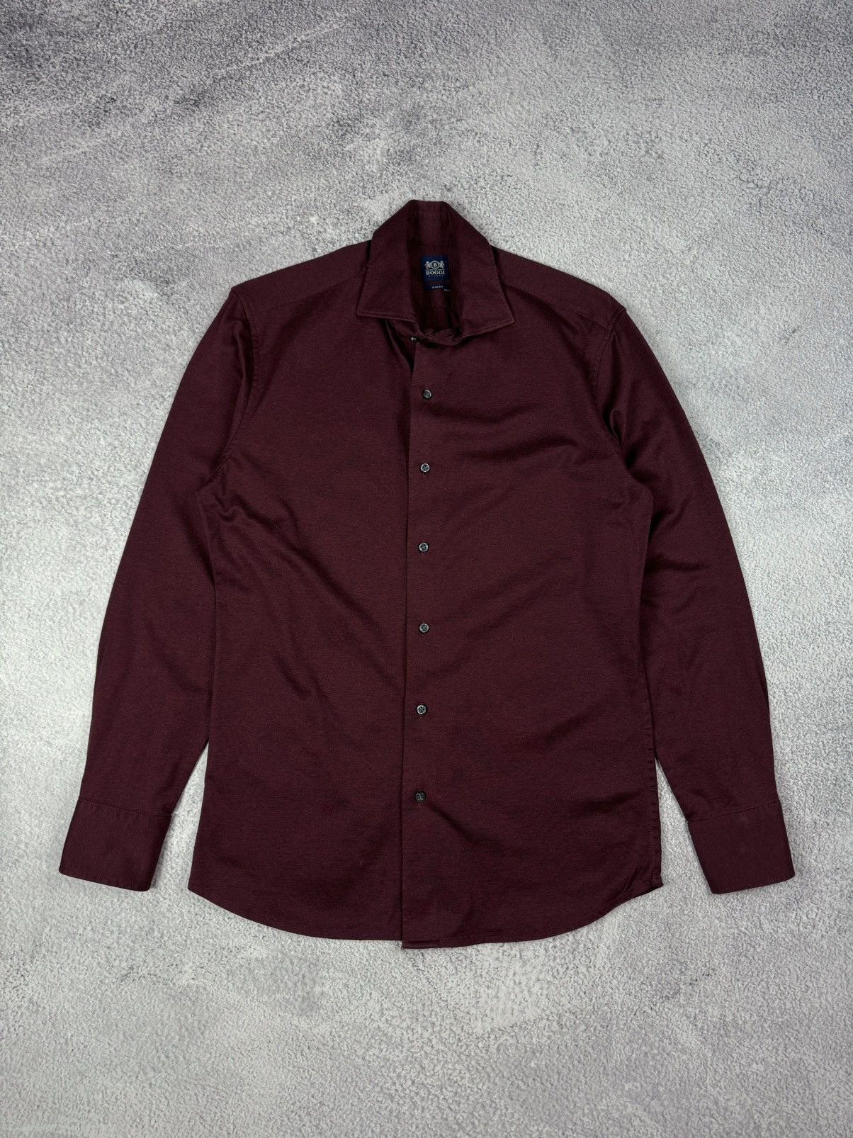 Boggi × Designer BOGGI Milano Burgundy Casual Slim Fit Long Sleeve Shirt Size US M / EU 48-50 / 2 - 17 Thumbnail