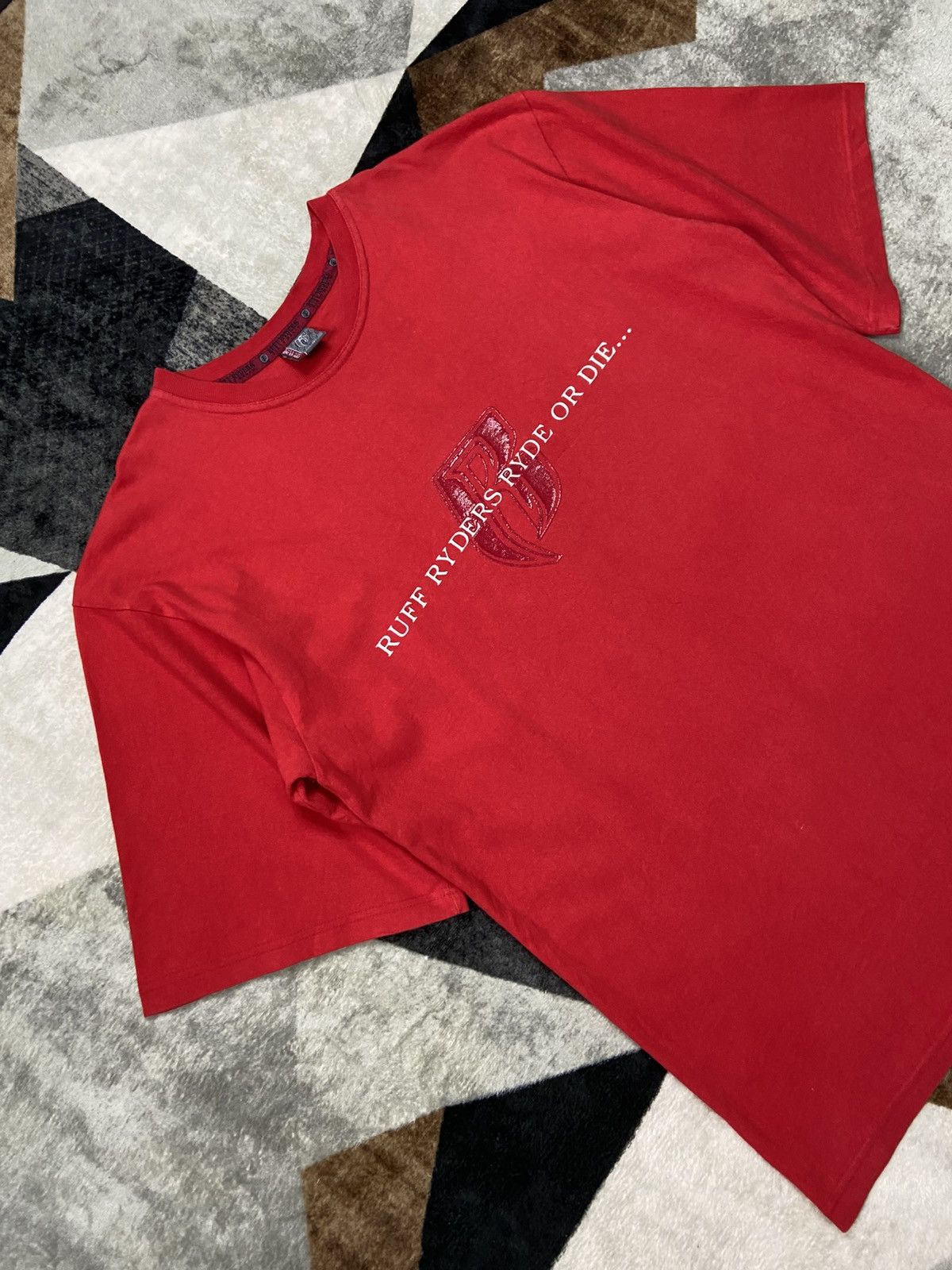 Ruff Ryders Vintage 2000s Ruff Ryders Ryde or Die Tee Red HipHop Crew OG Size US XL / EU 56 / 4 - 4 Thumbnail