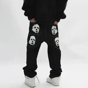 Jean FACES Graphic Painted Black Denim Jeans Size US 30 / EU 46 - 3 Thumbnail