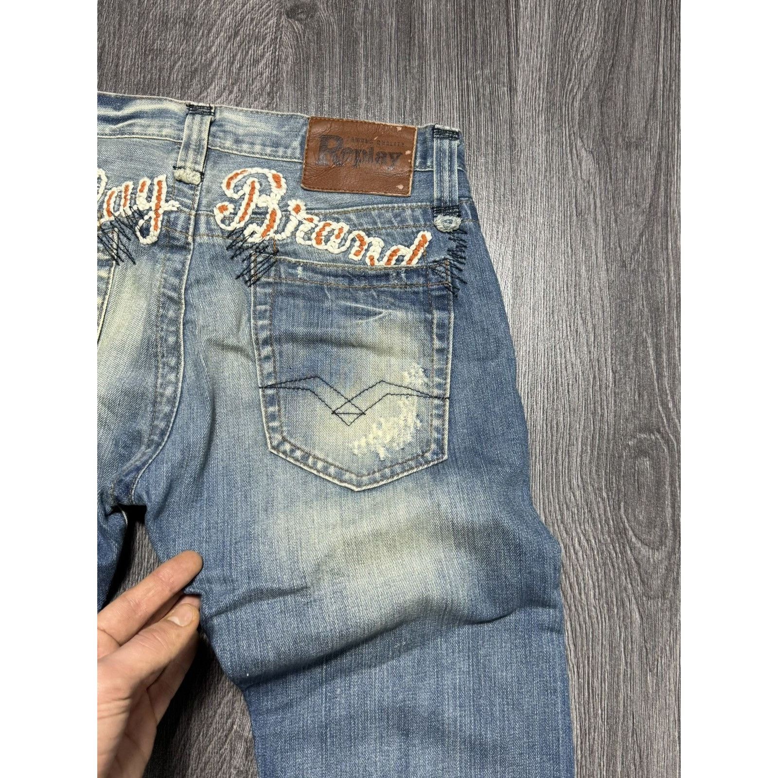 Japanese Brand × Replay Y2K Replay Embroidered Spellout Denim Pants Size US 29 - 11 Thumbnail