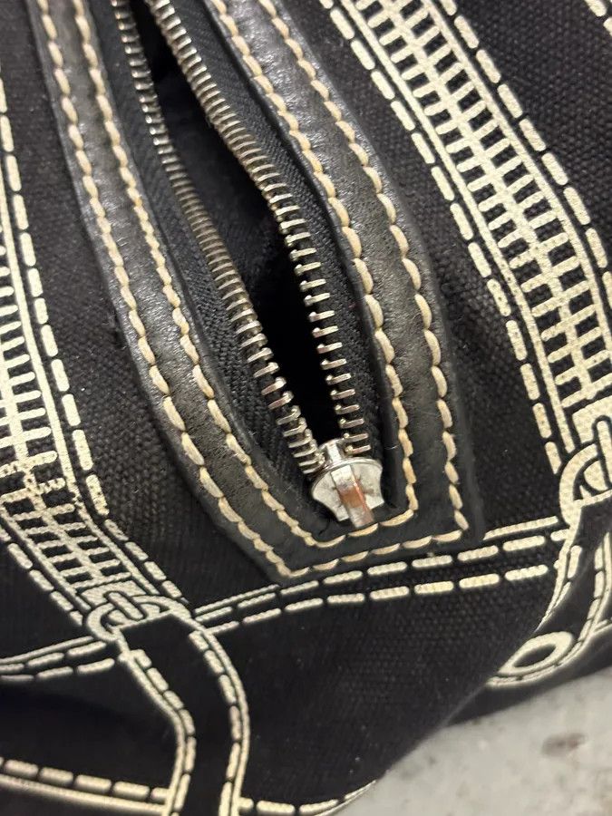 Dolce & Gabbana AW2010 Dolce & Gabbana Black Canvas Trompe Loeil Zip Lily Bag Size ONE SIZE - 12 Thumbnail