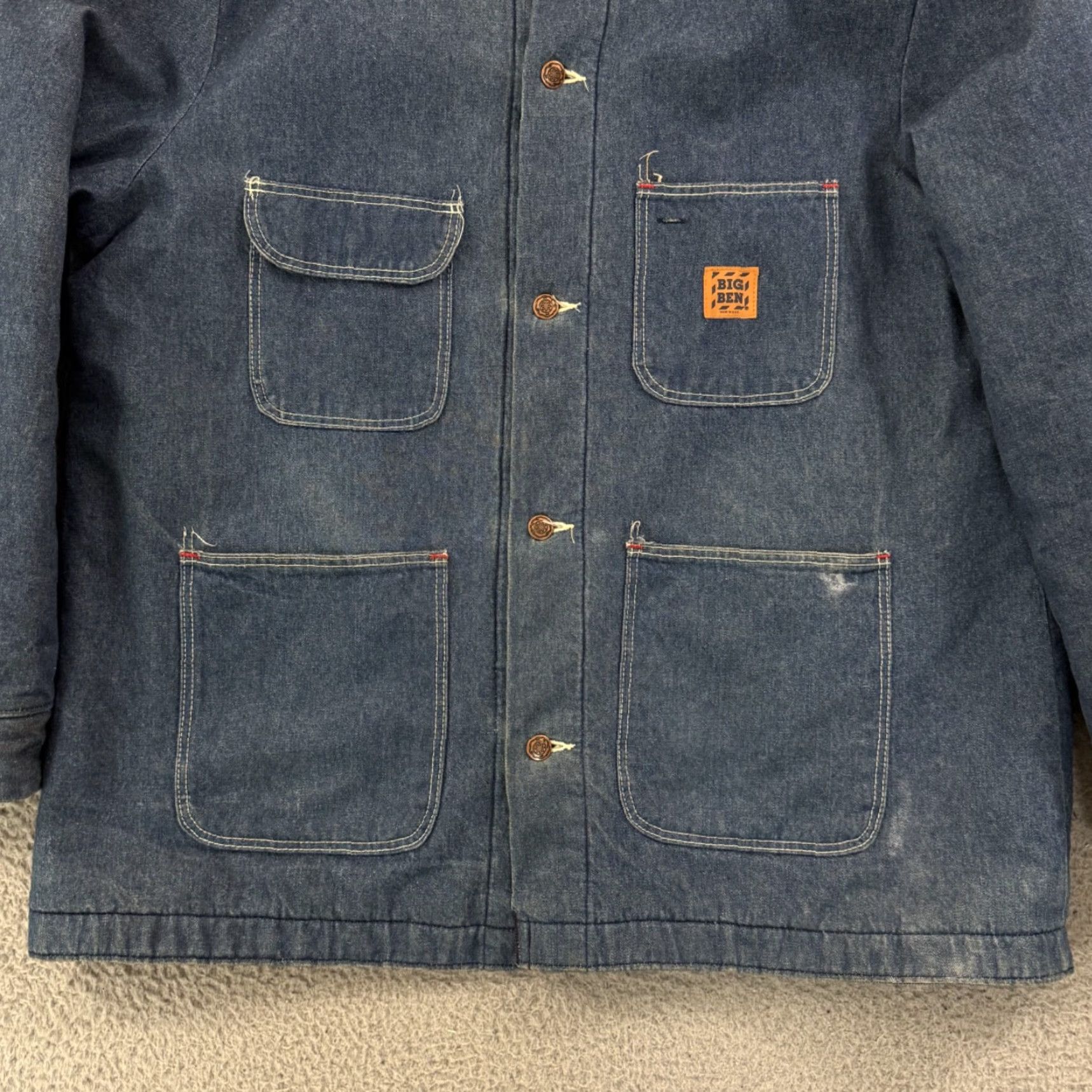 Denime VINTAGE Big Ben Coat Denim Jacket Mens 46 Blue Chore Workwear Outdoor Lined Polyester Insulation All Seasons Long Coat Size US S / EU 44-46 / 1 - 2 Thumbnail