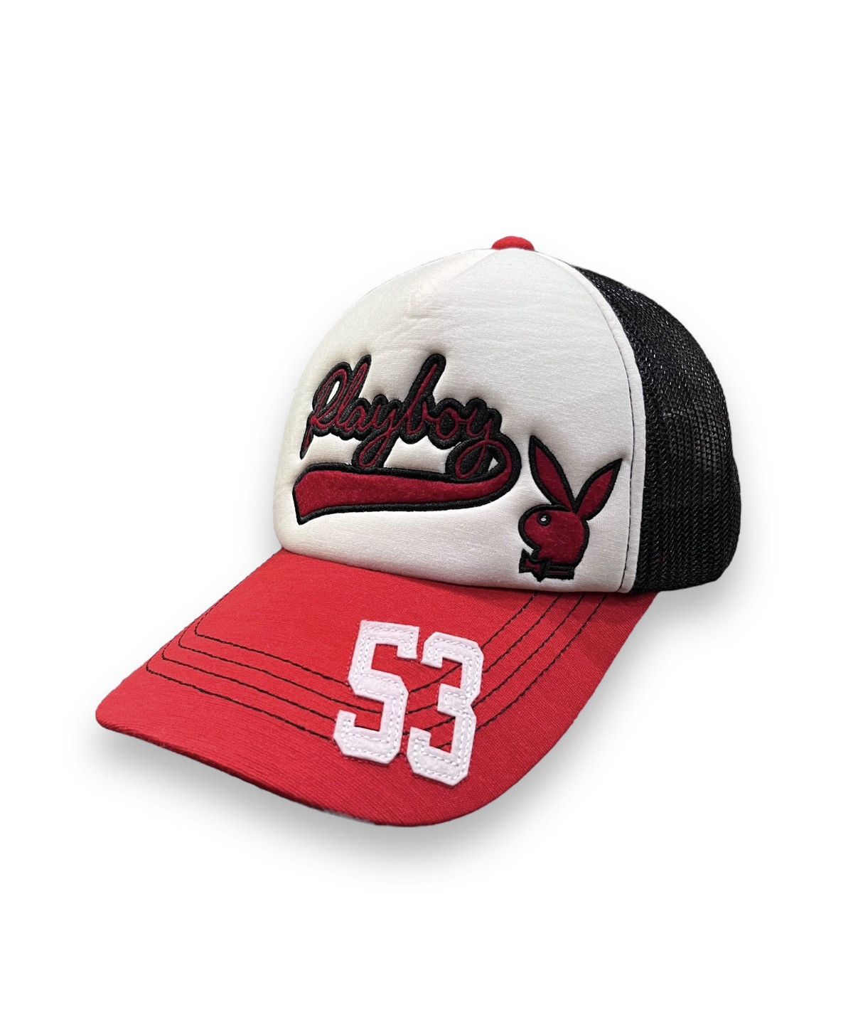 Playboy DOPE🔥PLAYBOY BUNNY Tri-Color Spell-Out Snapback Trucker Hat Size ONE SIZE - 6 Thumbnail