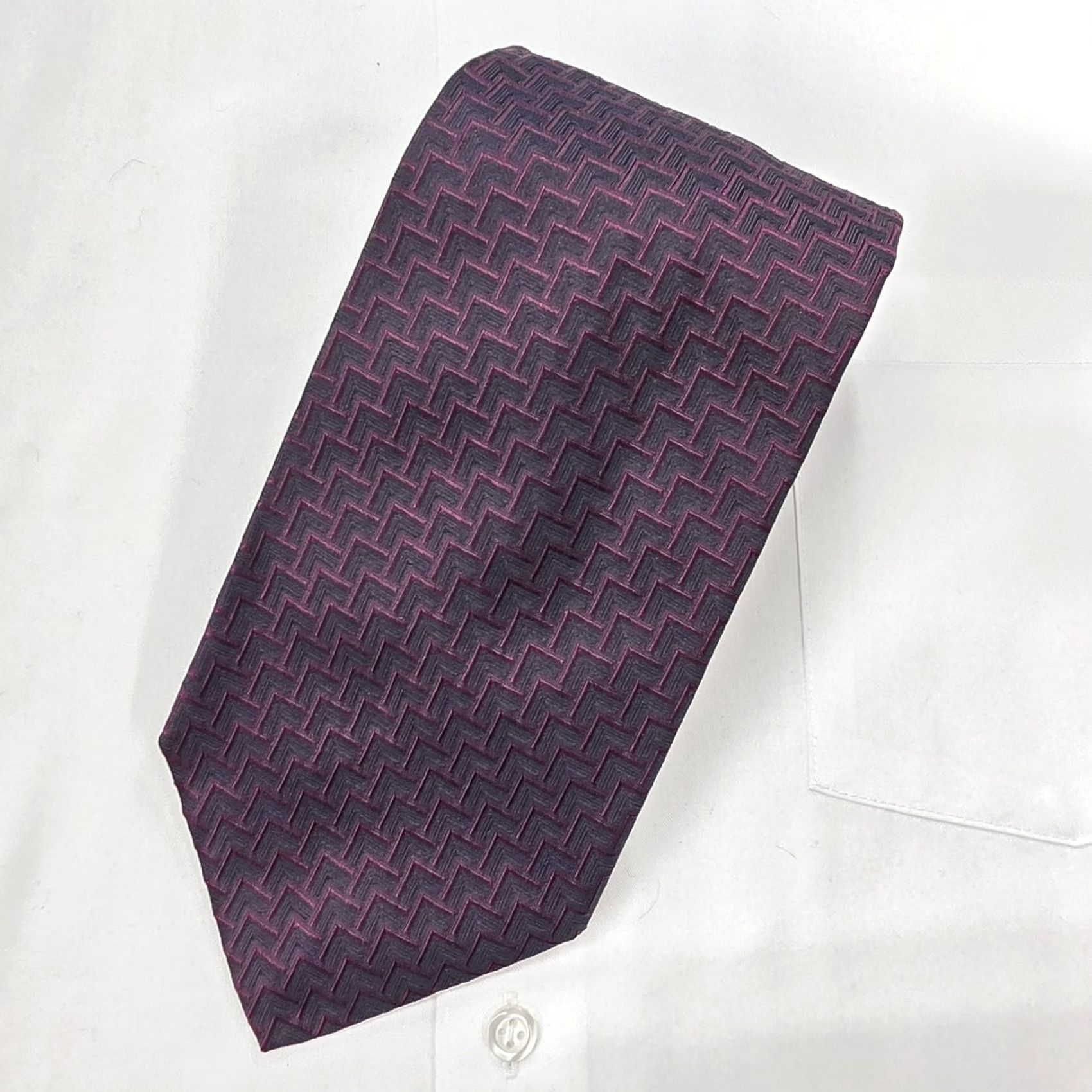 Robert Talbott Robert Talbott Necktie Mens Purple Tie Zig Zag Textured Designer Stylish USA Shirt Neck Tie Abstract Colorful Business Dad USA Size ONE SIZE - 2 Thumbnail