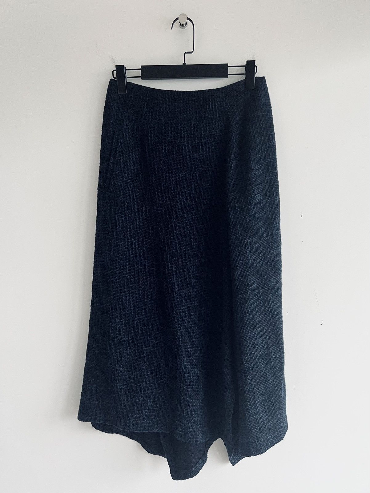 image of Yohji Yamamoto Femme - Asymmetric Knit Skirt in Navy, Women's (Size 26)
