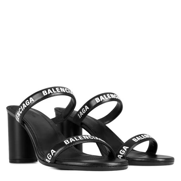 Balenciaga o1g2r1mq0924 Logo Round Mules in Black & White Size US 8 / IT 38 - 3 Thumbnail
