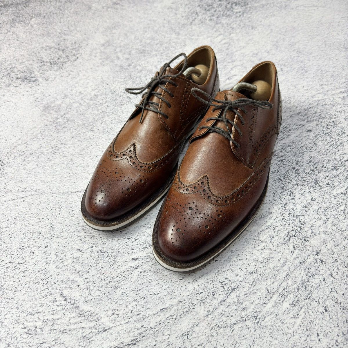 Designer × Mercedes-Benz Mercedes Mens Brown Leather Derbies US9 UK8 EU42 27cm Size US 9 / EU 42 - 2 Thumbnail
