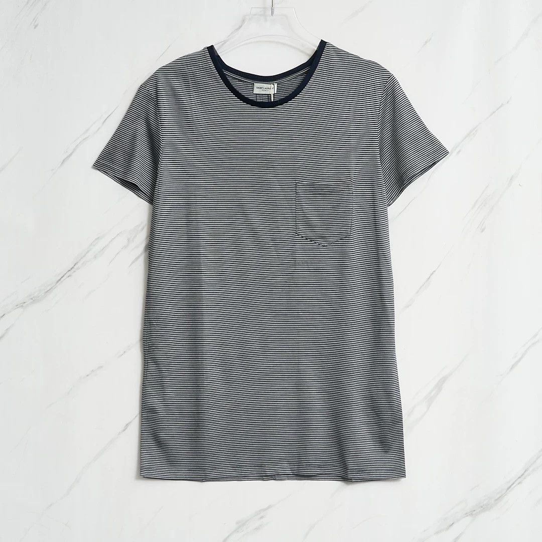 Saint Laurent Paris Saint Laurent Men's Striped Crewneck T-Shirt Size US M / EU 48-50 / 2 - 1 Thumbnail