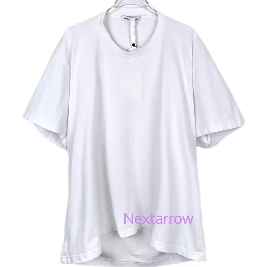 Balenciaga Balenciaga White logo embroidered round neck cotton short sl Size US M / EU 48-50 / 2 - 1 Thumbnail