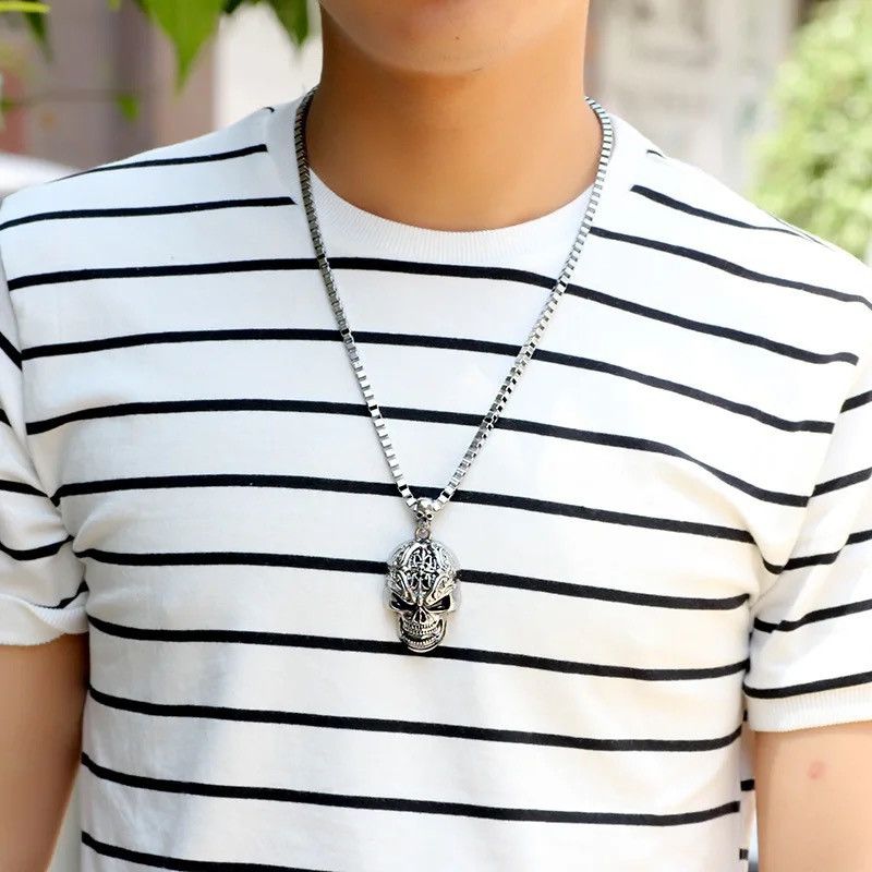 Jewelry Retro Hip-hop Evil Skull Necklace Size ONE SIZE - 1 Thumbnail