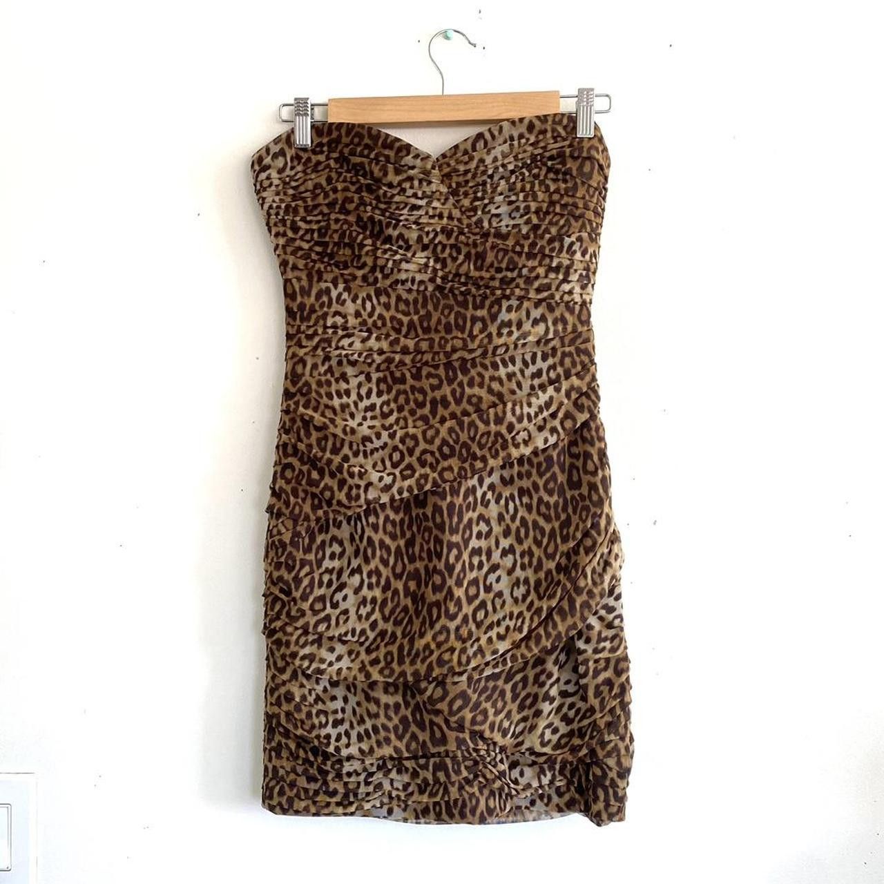 Bcbgmaxazria BCBGMAXAZRIA CHEETAH PRINT SIZE 4 STRAPLESS MINI DRESS Size S / US 4 / IT 40 - 2 Thumbnail
