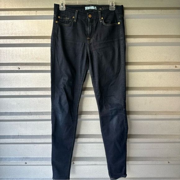 7 For All Mankind 7 For All Mankind Deep Indigo the Skinny b(air) denim Sz 28 Size 28" / US 6 / IT 42 - 4 Thumbnail