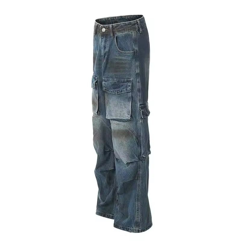 Japanese Brand × Jean Streetwear Tie Dye Pleated Baggy Cargo Jeans Size US 28 / EU 44 - 6 Thumbnail
