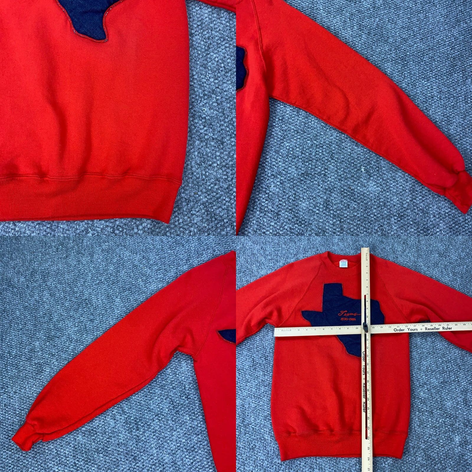 Jerzees VTG Texas Sweatshirt Womens Small Red Puffy Denim 3D Embroidery 150 Year 80s USA Size S / US 4 / IT 40 - 8 Thumbnail