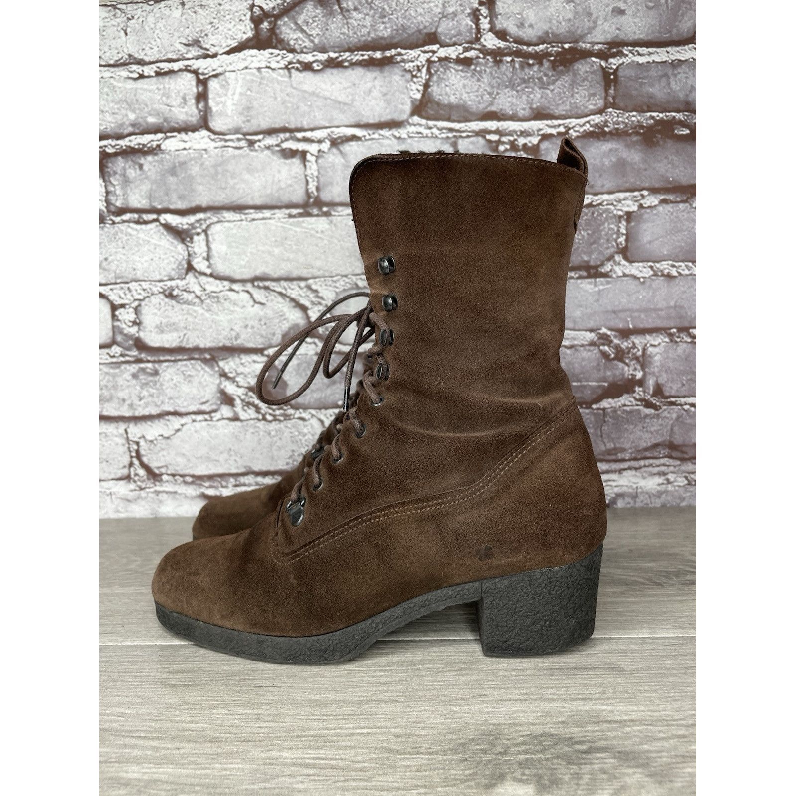 Aquatalia Aquatalia Marvin K Brown Suede Lace Up Block Heel Combat Boo Size US 6 / IT 36 - 20 Thumbnail