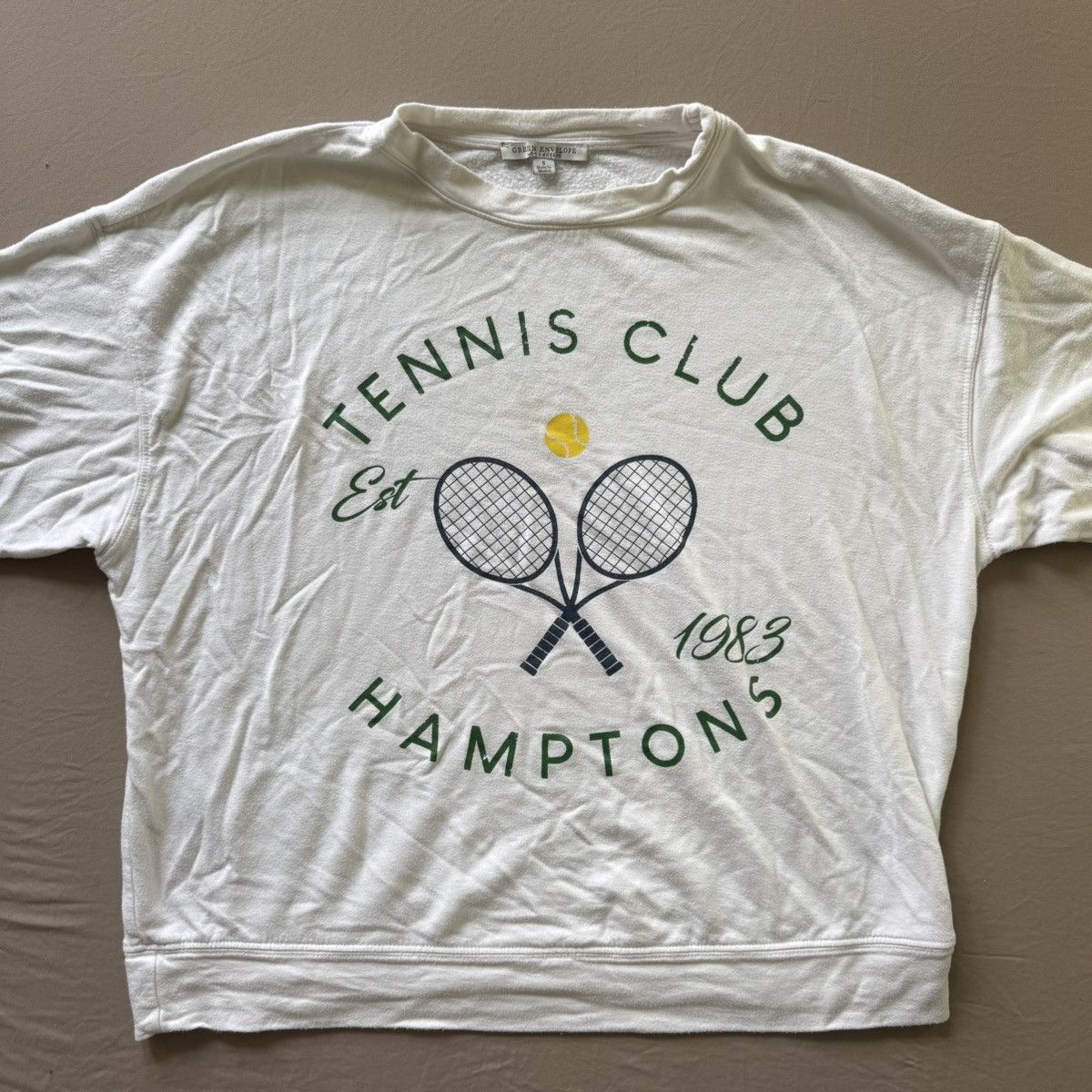 Vintage Green Envelope Hamptons Tennis Club Graphic Sweatshirt Size S / US 4 / IT 40 - 2 Thumbnail