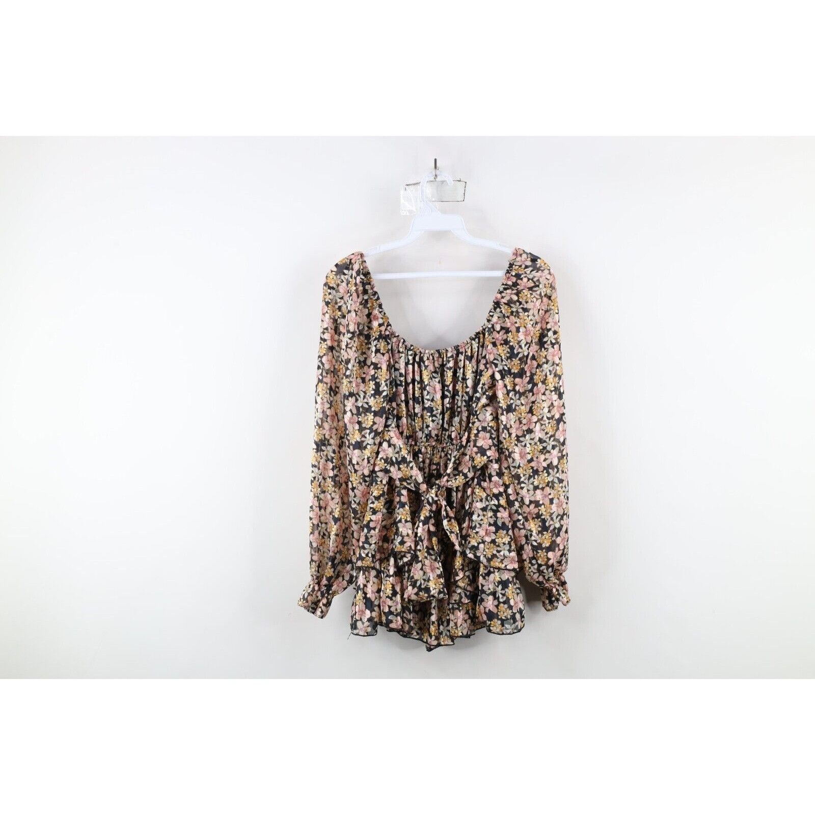 Vintage Vintage Y2K Sheer Ruffled Flower Tie Front Romper Dress Size S / US 4 / IT 40 - 16 Thumbnail