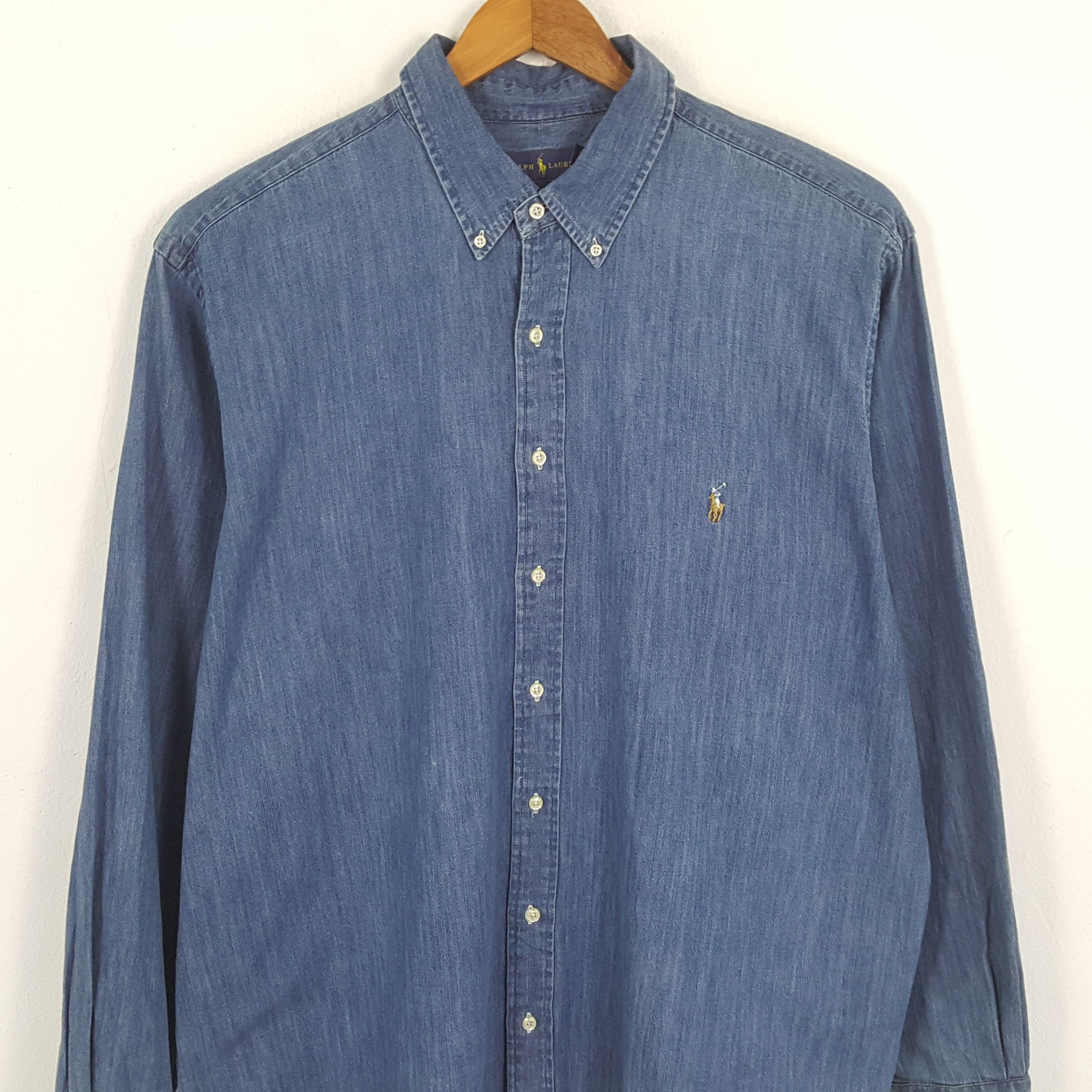 Polo Ralph Lauren × Ralph Lauren × Vintage Vintage POLO by RALPH LAUREN Fashion Brand Denim Shirts Size US XXL / EU 58 / 5 - 2 Thumbnail