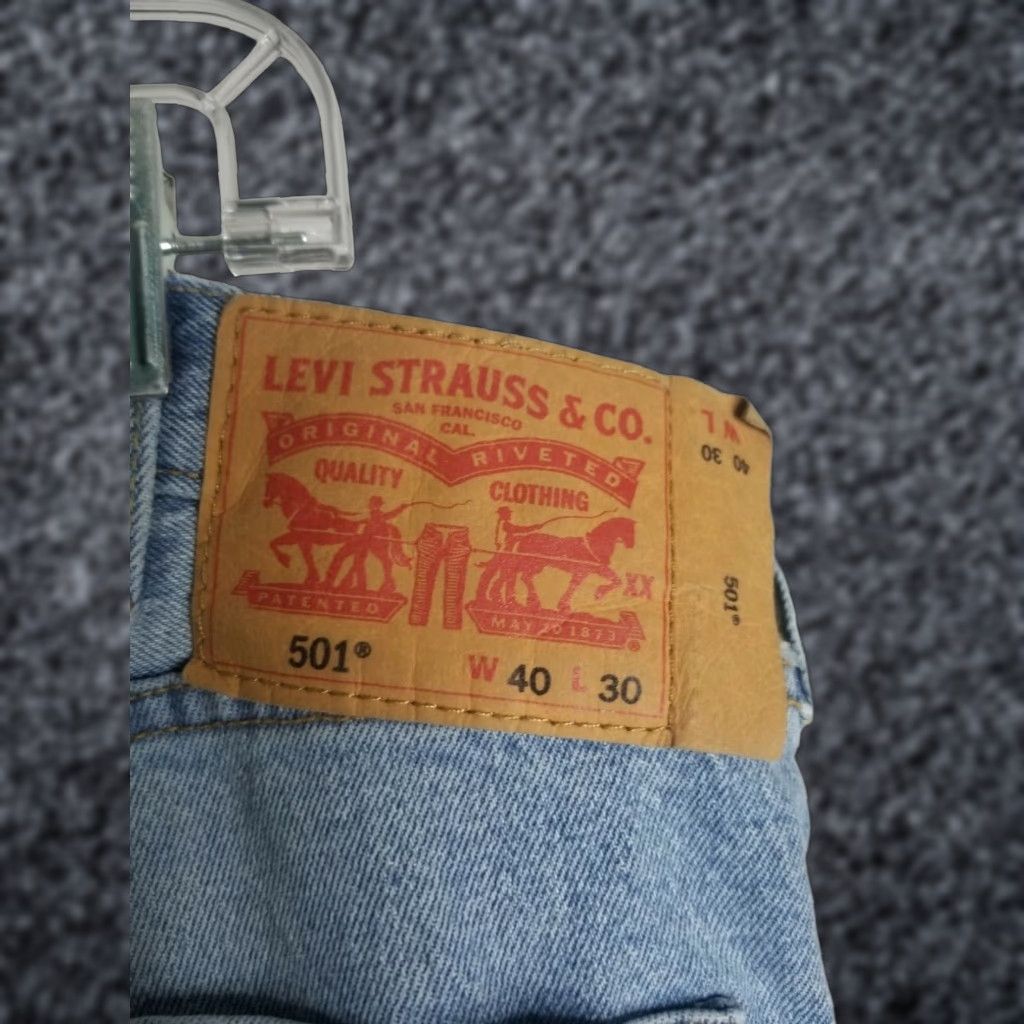 Levi's Levi's 501 Classic Straight Jeans Blue Medium Wash Denim Mens 40x30 Size US 40 / EU 56 - 1 Thumbnail