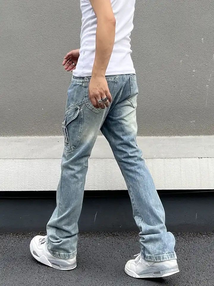 Japanese Brand × Vintage Ripped Jeans for Men Street Slim Blue Size US 29 - 6 Thumbnail