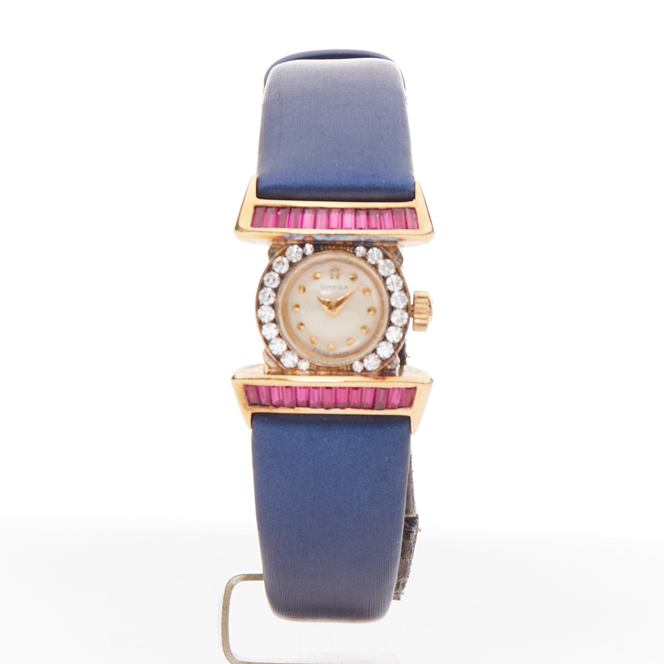 Omega OMEGA Vintage diamond ruby blue satin cocktail watch Size ONE SIZE - 1 Thumbnail