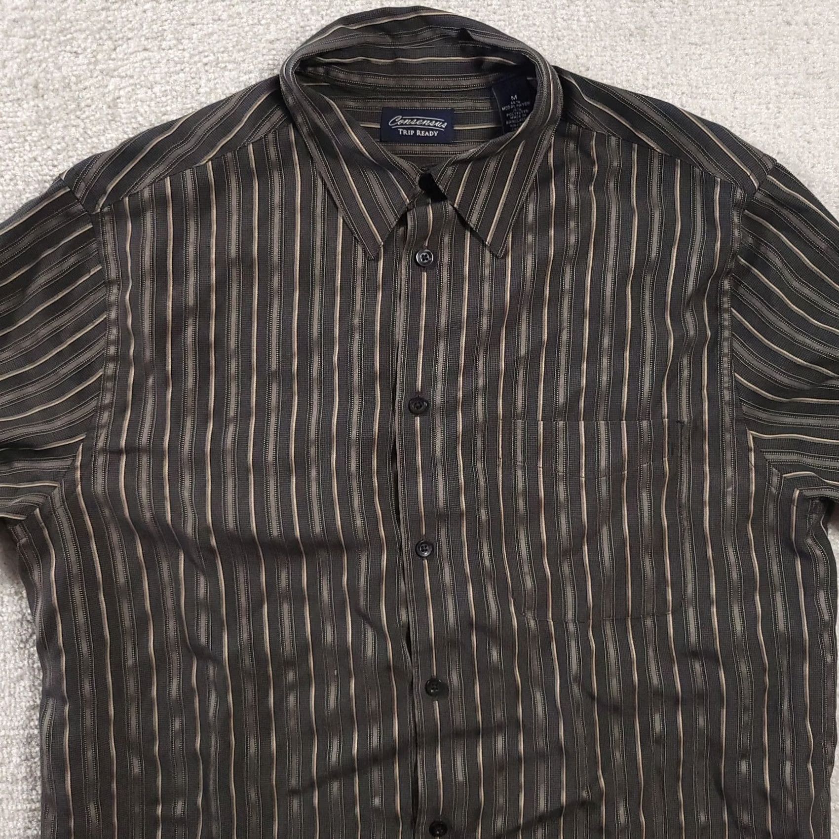 Vintage Consensus Trip Ready Short Sleeve Lightweight Camp Shirt Men's Medium Gray Size US M / EU 48-50 / 2 - 3 Thumbnail