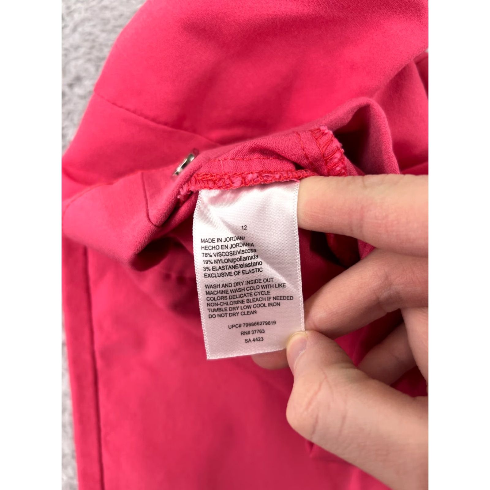 Vintage Rafaella Pants Women 12 Pink Straight Leg Chino Viscose Blend Stretch Twill Size 34" / US 12 / IT 48 - 4 Thumbnail