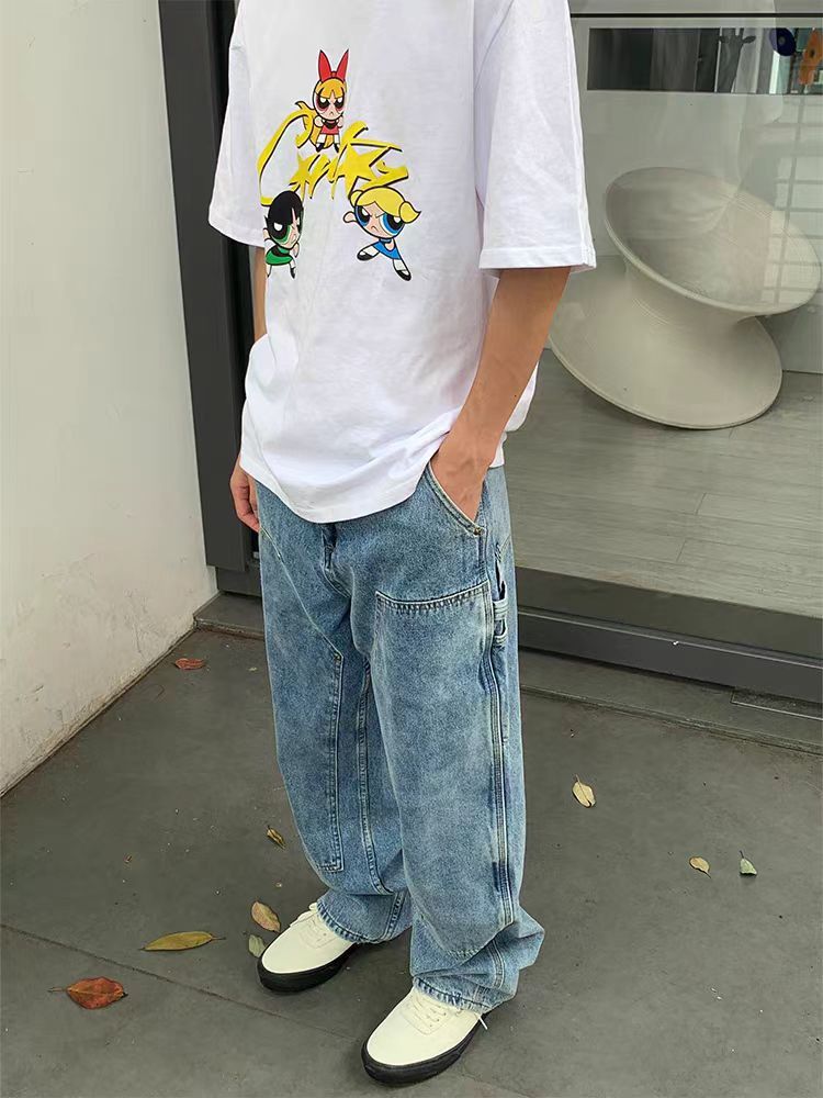 Japanese Brand × Jean Street Heavy Wash Double Knee Logger Work Jeans Size US 34 / EU 50 - 3 Thumbnail