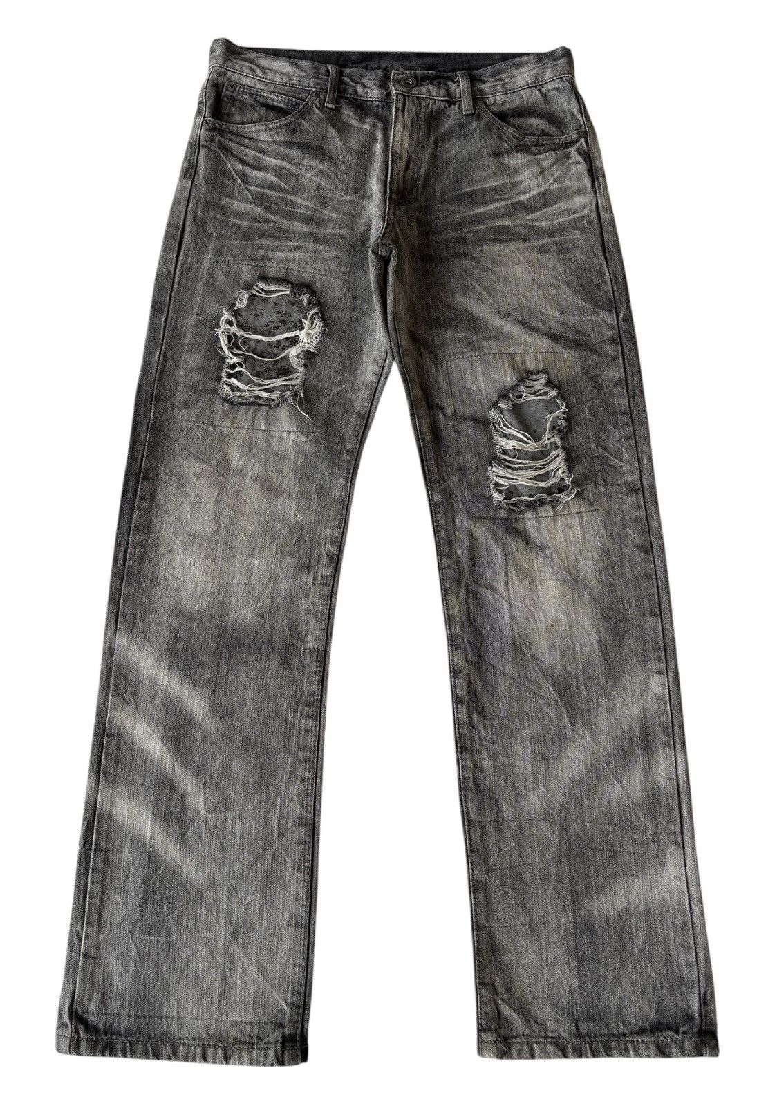 Kapital Vintage Thrashed Smoke Gray Distressed Denim Jeans Size US 33 - 1 Thumbnail