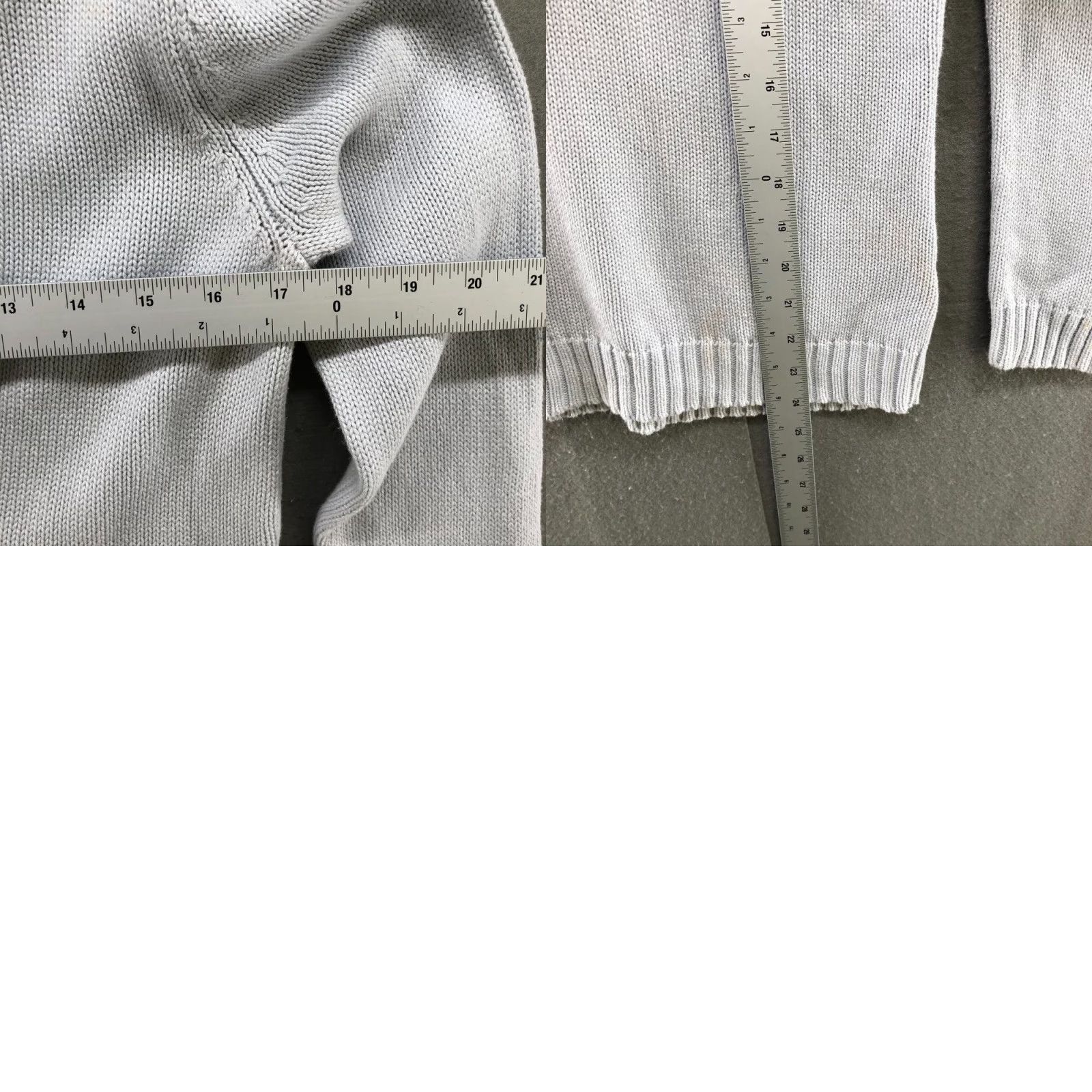 Ralph Lauren VINTAGE Lauren Ralph Lauren Shawl Collar Sweater Knit Dusty Gray Cotton Womens Medium M Blue Pullover V-Neck Long Sleeve Size M / US 6-8 / IT 42-44 - 8 Thumbnail