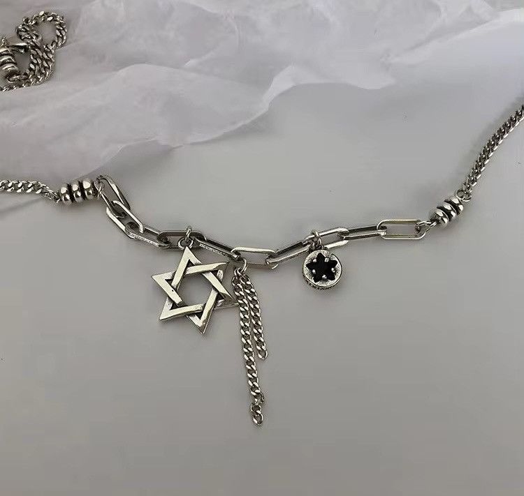 Jewelry × Vintage Pentagram Thick Chain Silver Necklace Size ONE SIZE - 3 Thumbnail