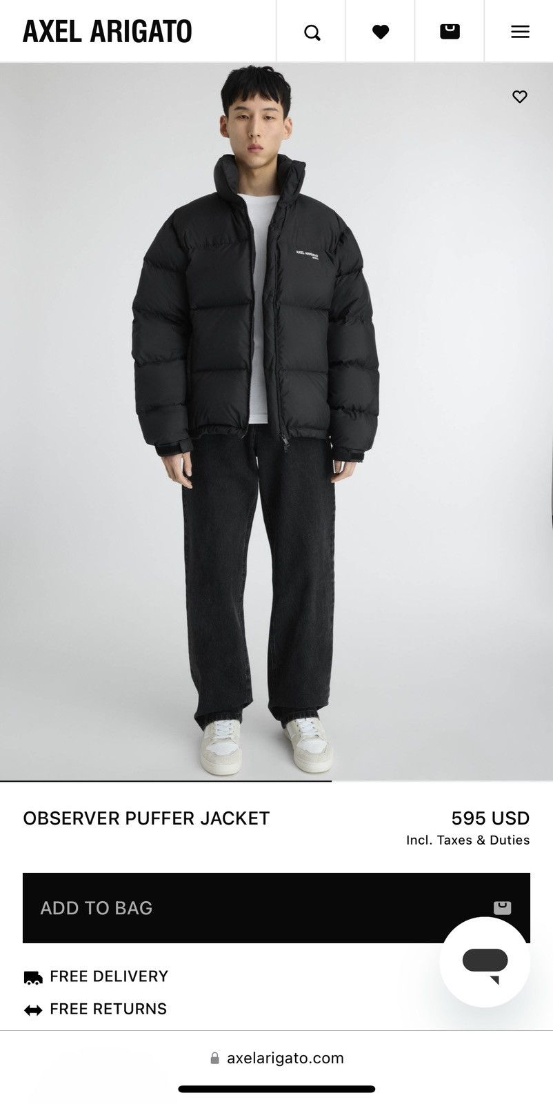 Axel Arigato Black Observer Puffer Size L Size US L / EU 52-54 / 3 - 4 Thumbnail
