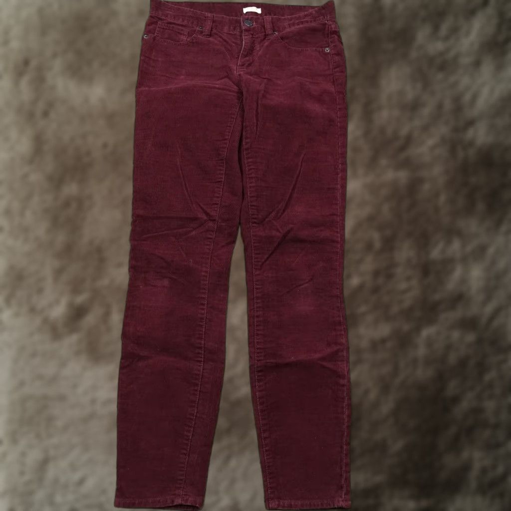 J.Crew J.Crew Burgundy Corduroy Pants Womens 25 Skinny Jegging Stretch 5 Pocket Mid Rise Size 42" / US 20 - 1 Thumbnail