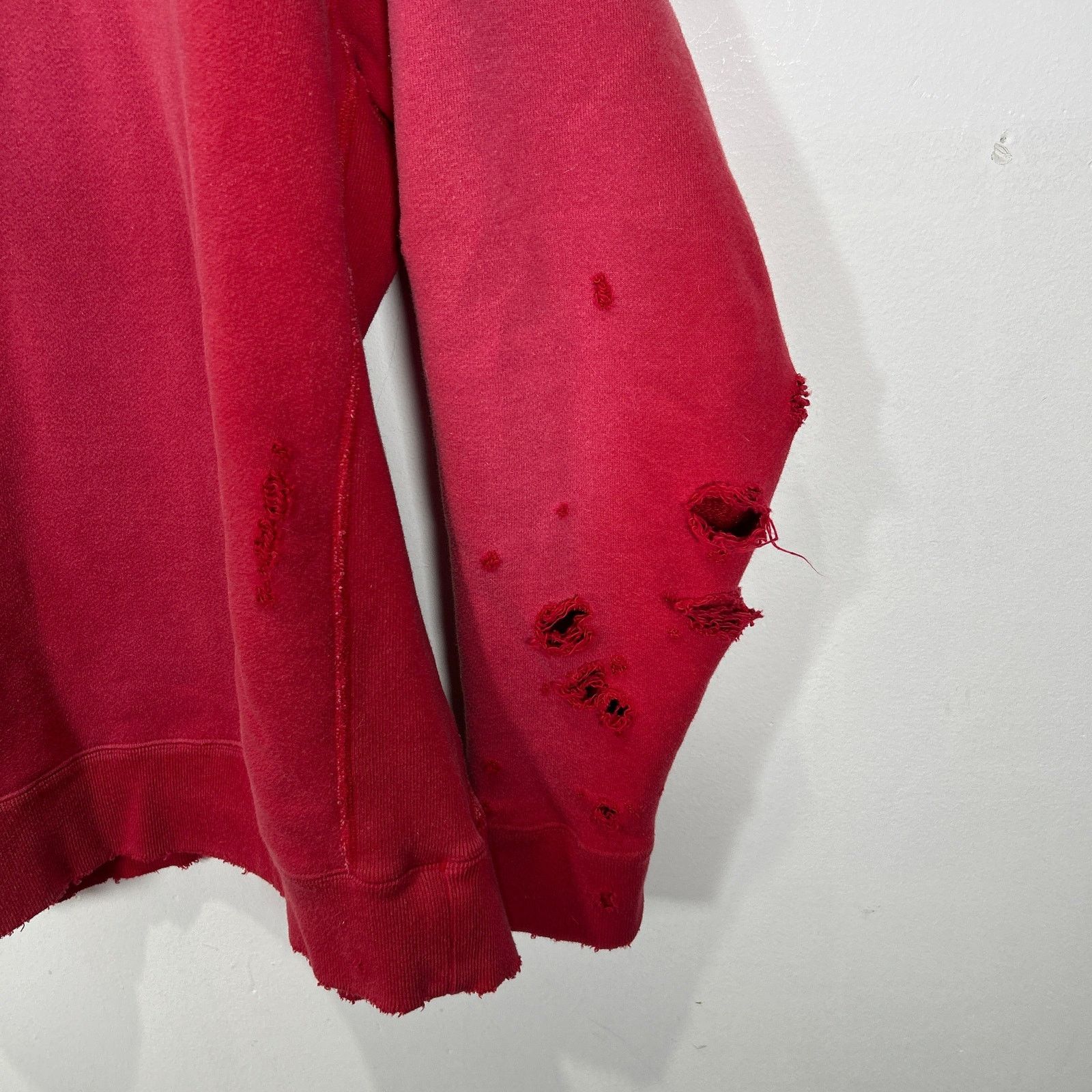 Needles Needles Distressed Red Crewneck Sweater Size L Size US L / EU 52-54 / 3 - 2 Thumbnail