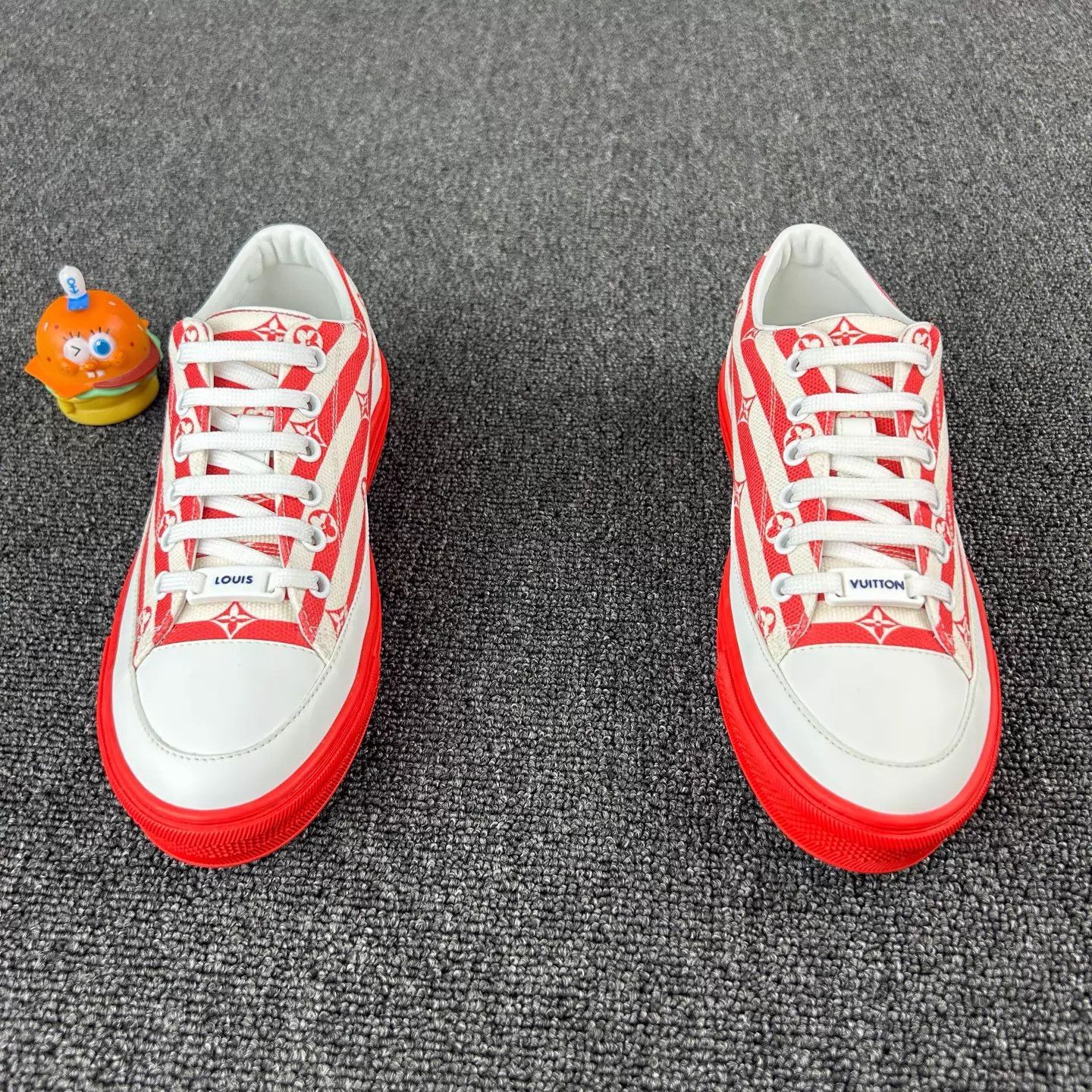Louis Vuitton LV Red-White Stripe Monogram Sneaker 35 Size US 4.5 / IT 34.5 - 2 Thumbnail